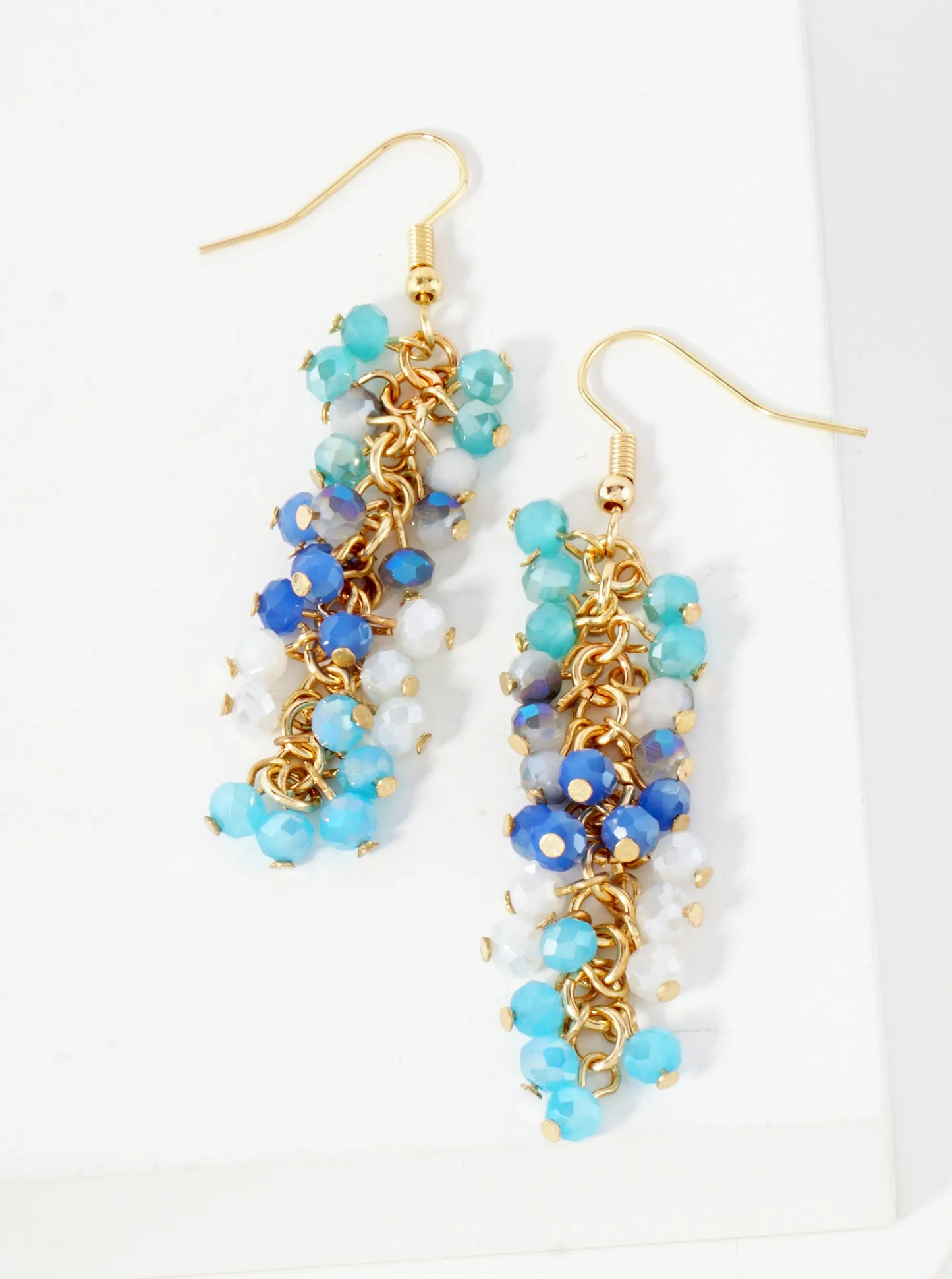 Faceted Glass-Beads Grape Cluster Dangle Earrings