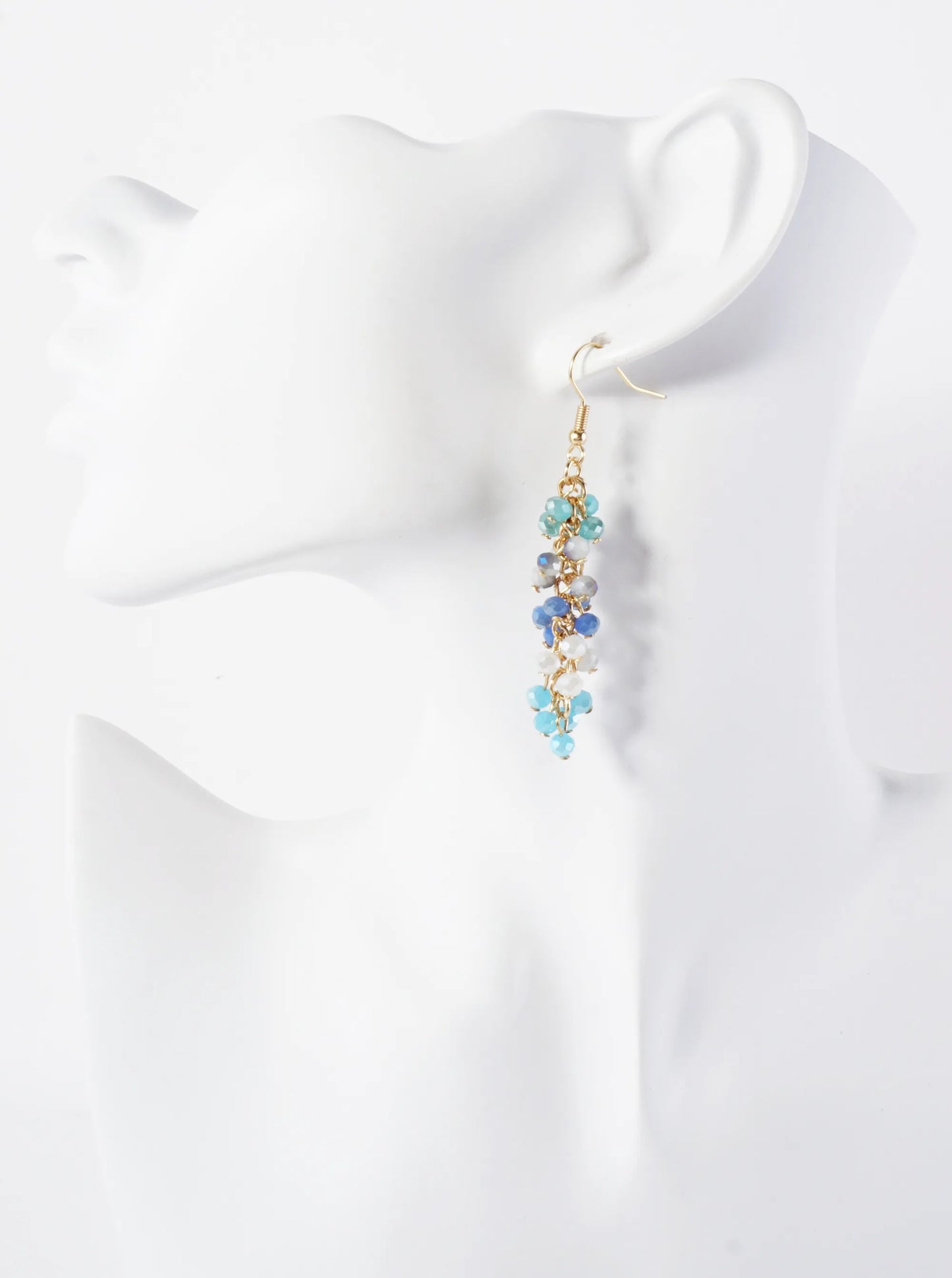 Faceted Glass-Beads Grape Cluster Dangle Earrings