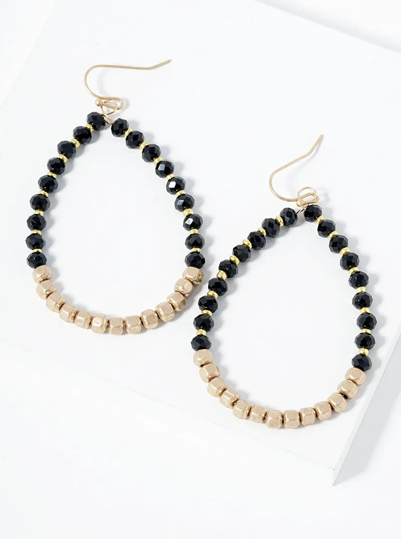 Faceted Glass Beads Teardrop Dangle Drop Earrings