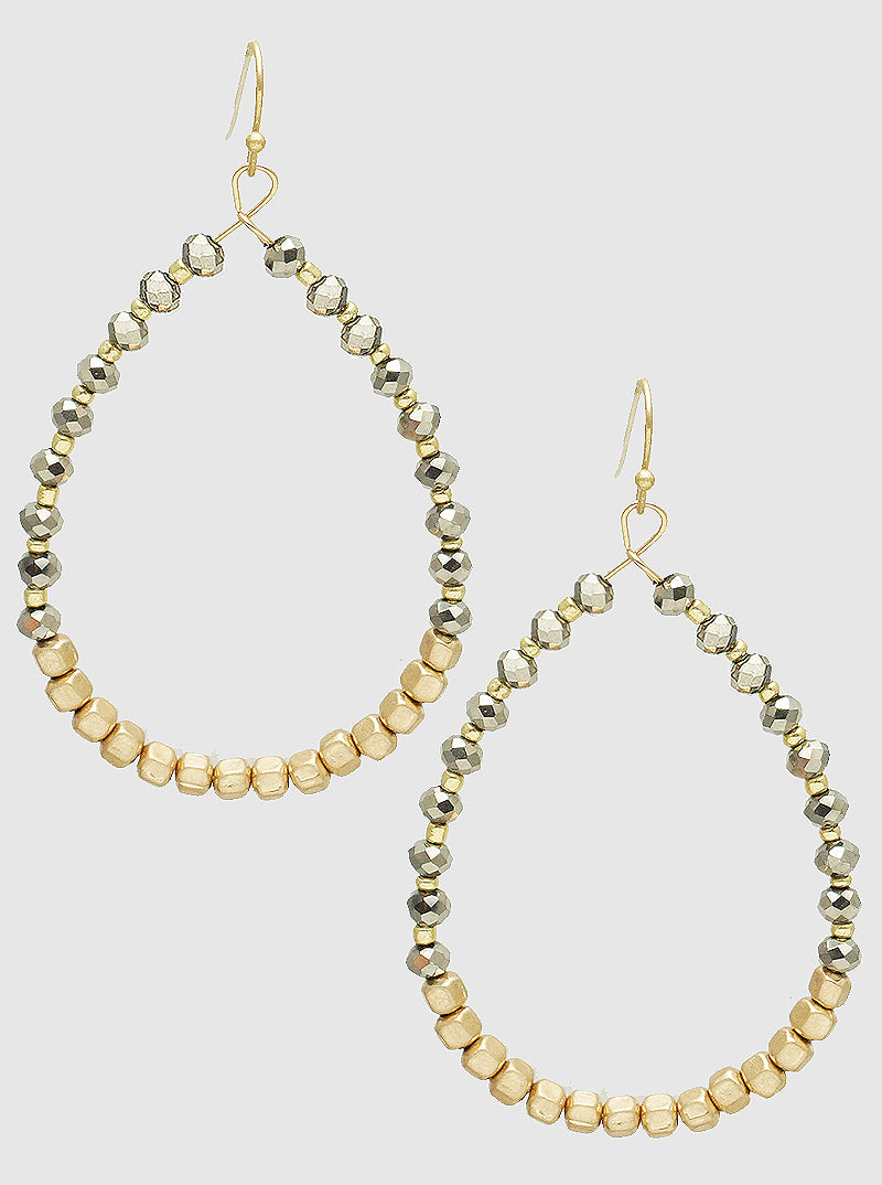 Faceted Glass Beads Teardrop Dangle Drop Earrings