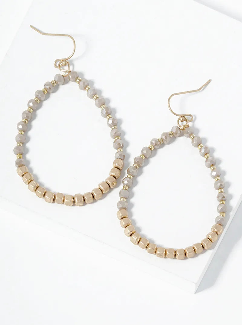 Faceted Glass Beads Teardrop Dangle Drop Earrings