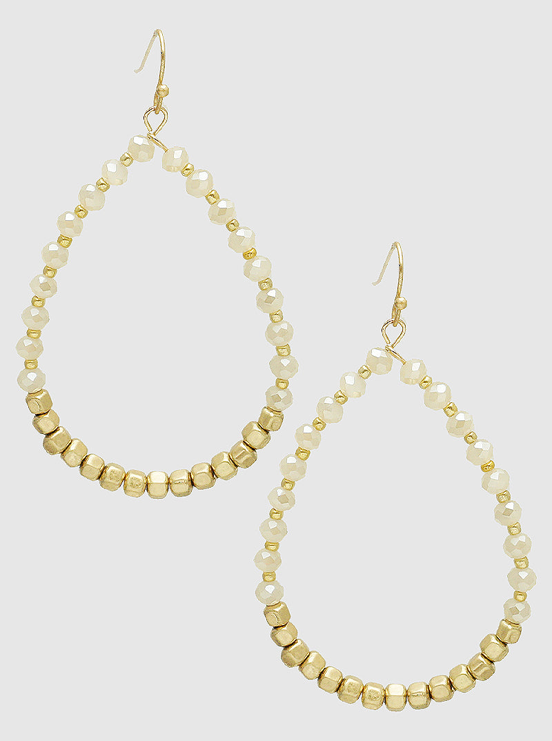 Faceted Glass Beads Teardrop Dangle Drop Earrings