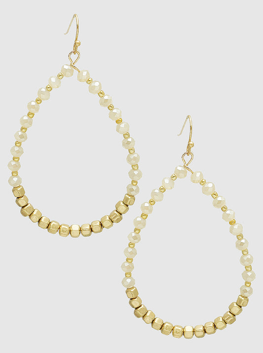 Faceted Glass Beads Teardrop Dangle Drop Earrings