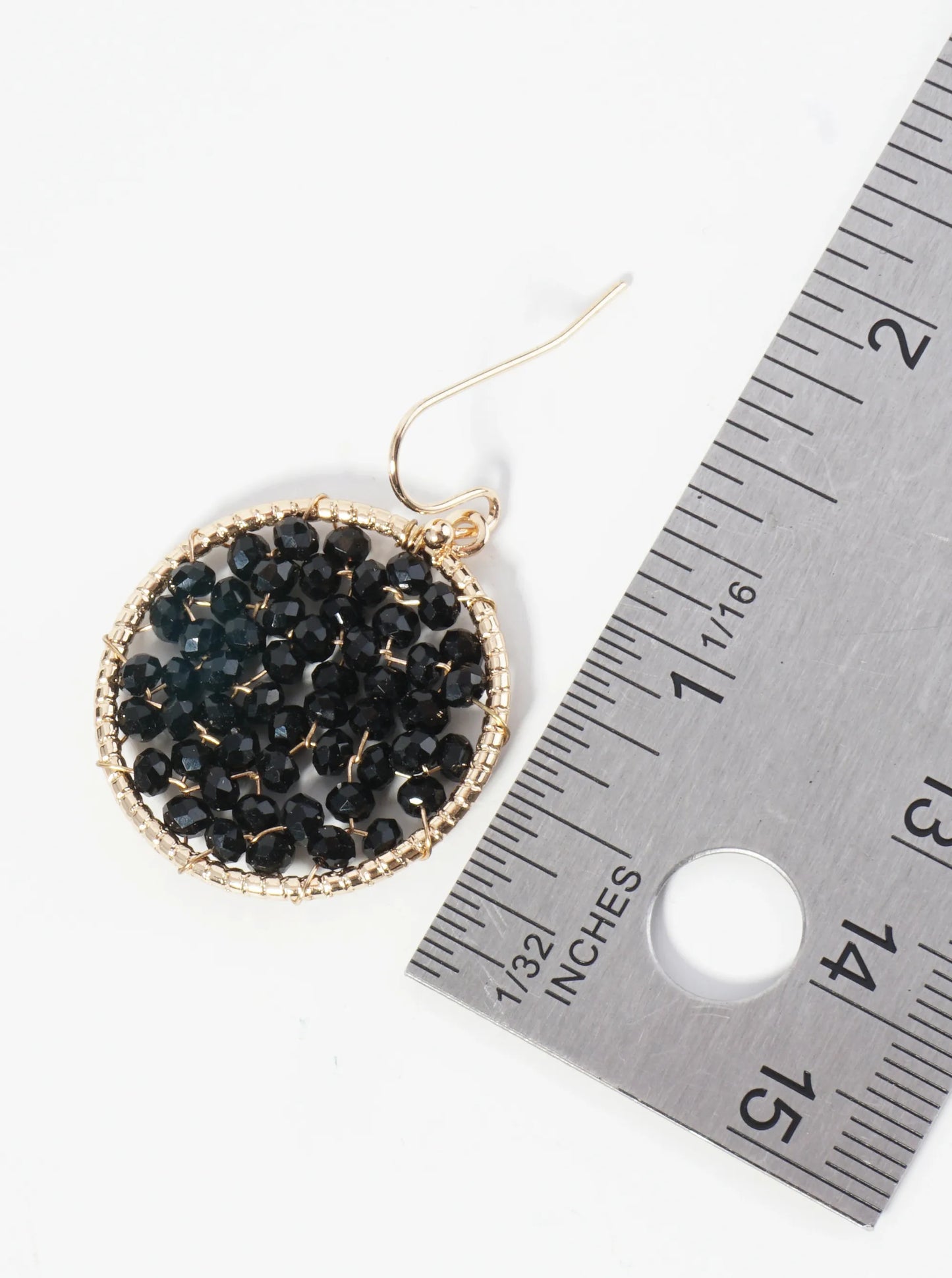Faceted Glass Beads Wire Wrapped 1 Inch Circle Dangle Earrings