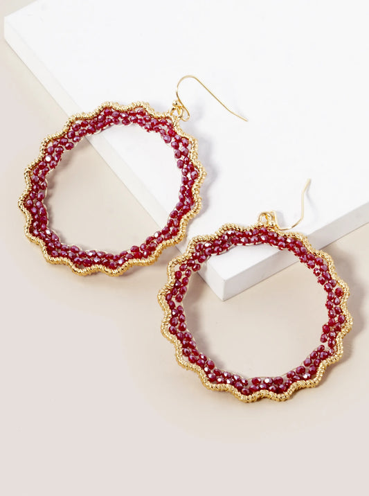 Faceted Glass Beads Wire Wrapped Dangle Drop Earrings