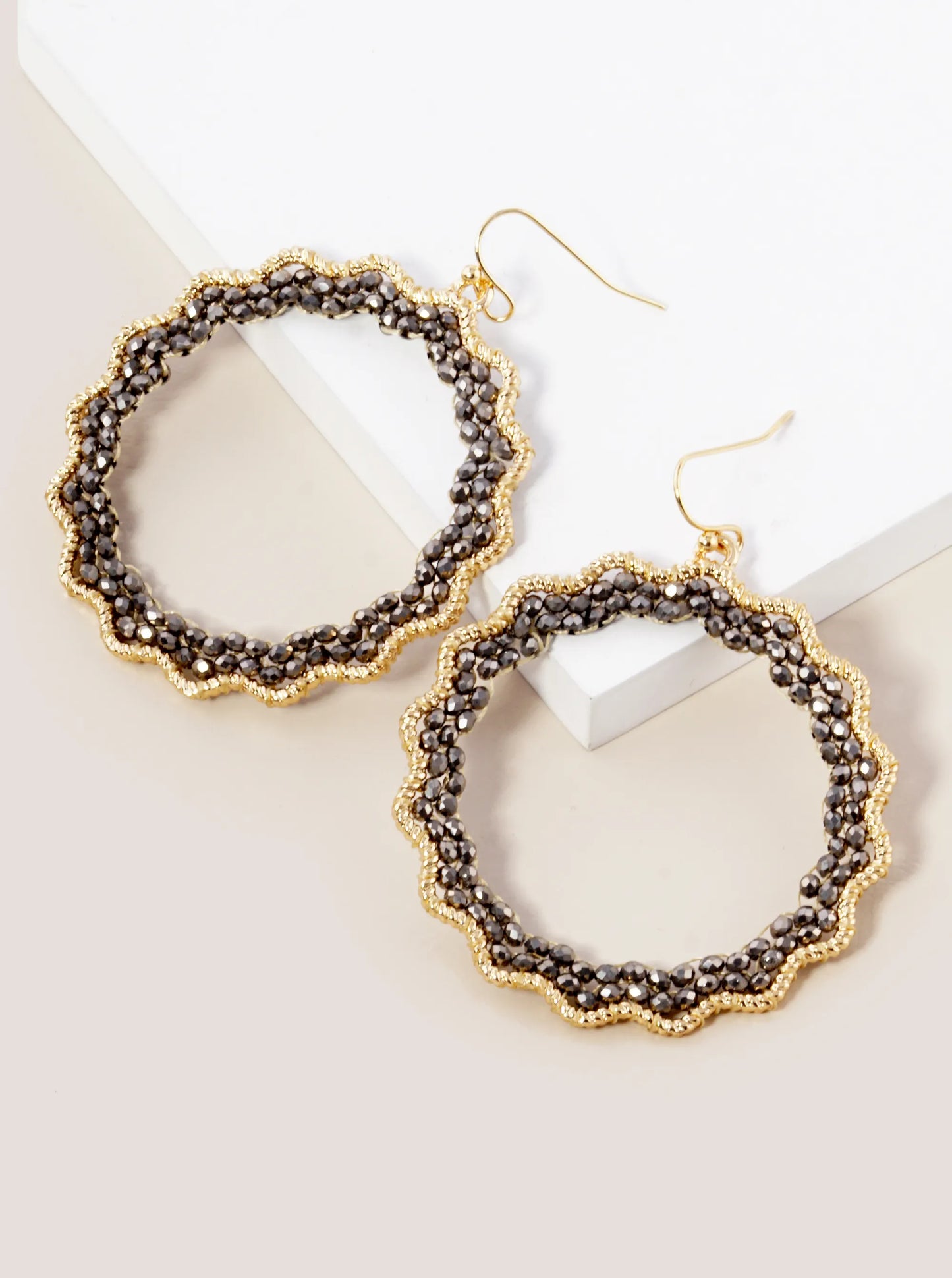Faceted Glass Beads Wire Wrapped Dangle Drop Earrings