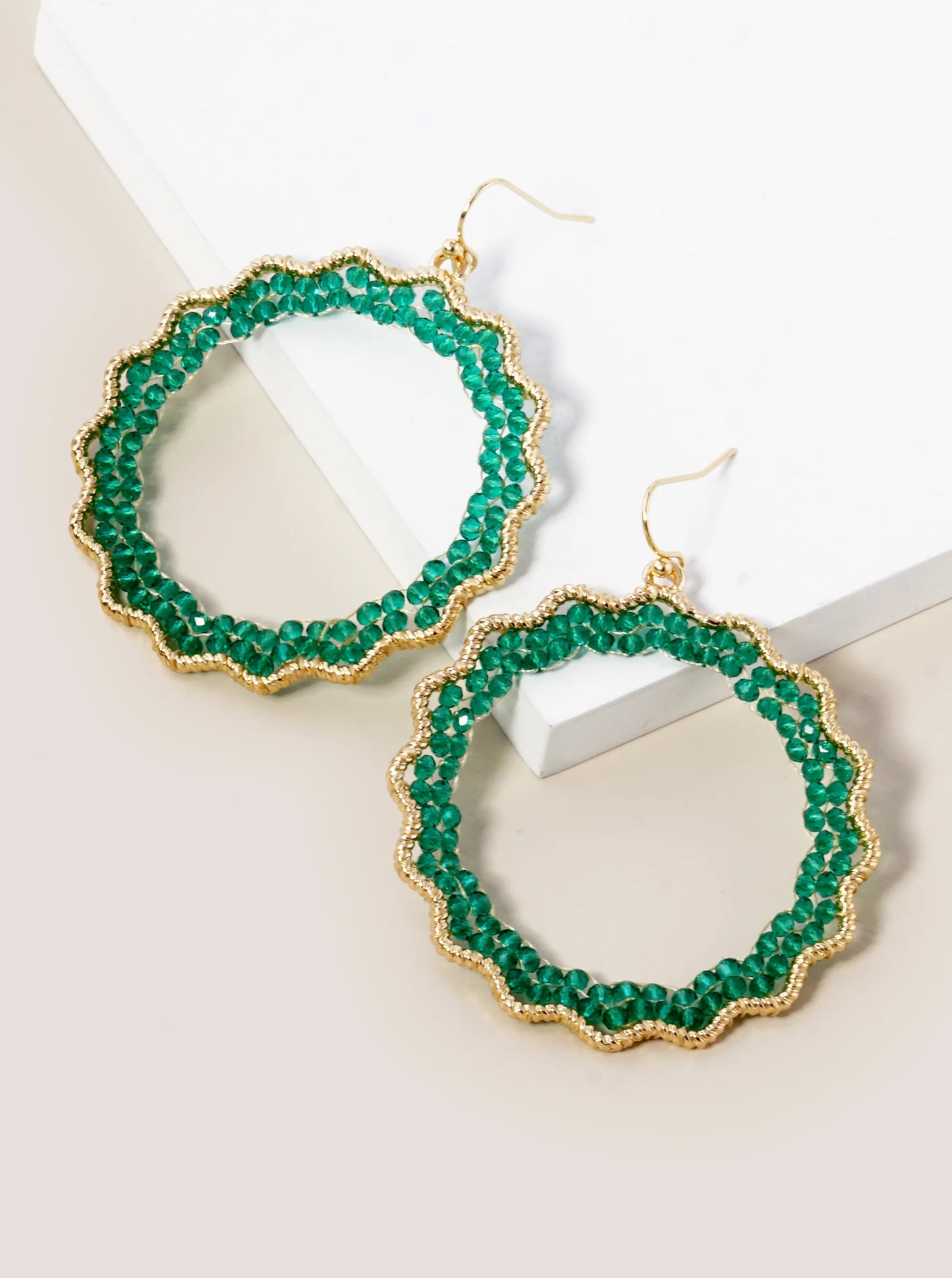 Faceted Glass Beads Wire Wrapped Dangle Drop Earrings