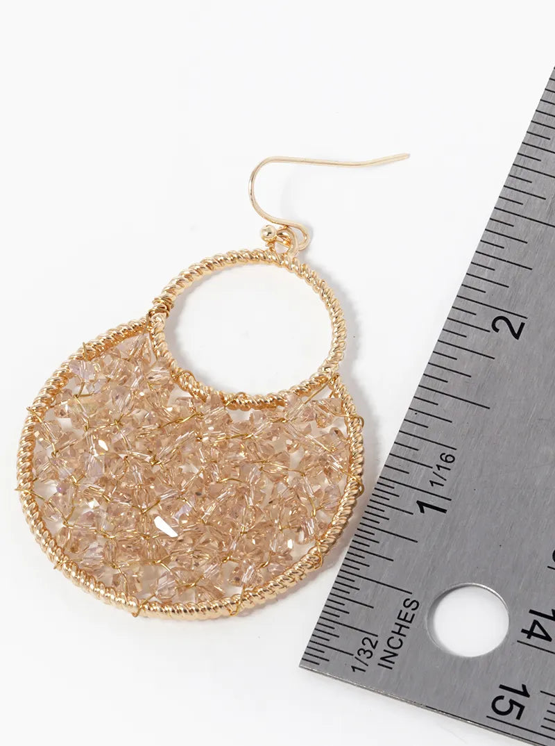 Faceted Glass Beads Wire Wrapped Dangle Earrings