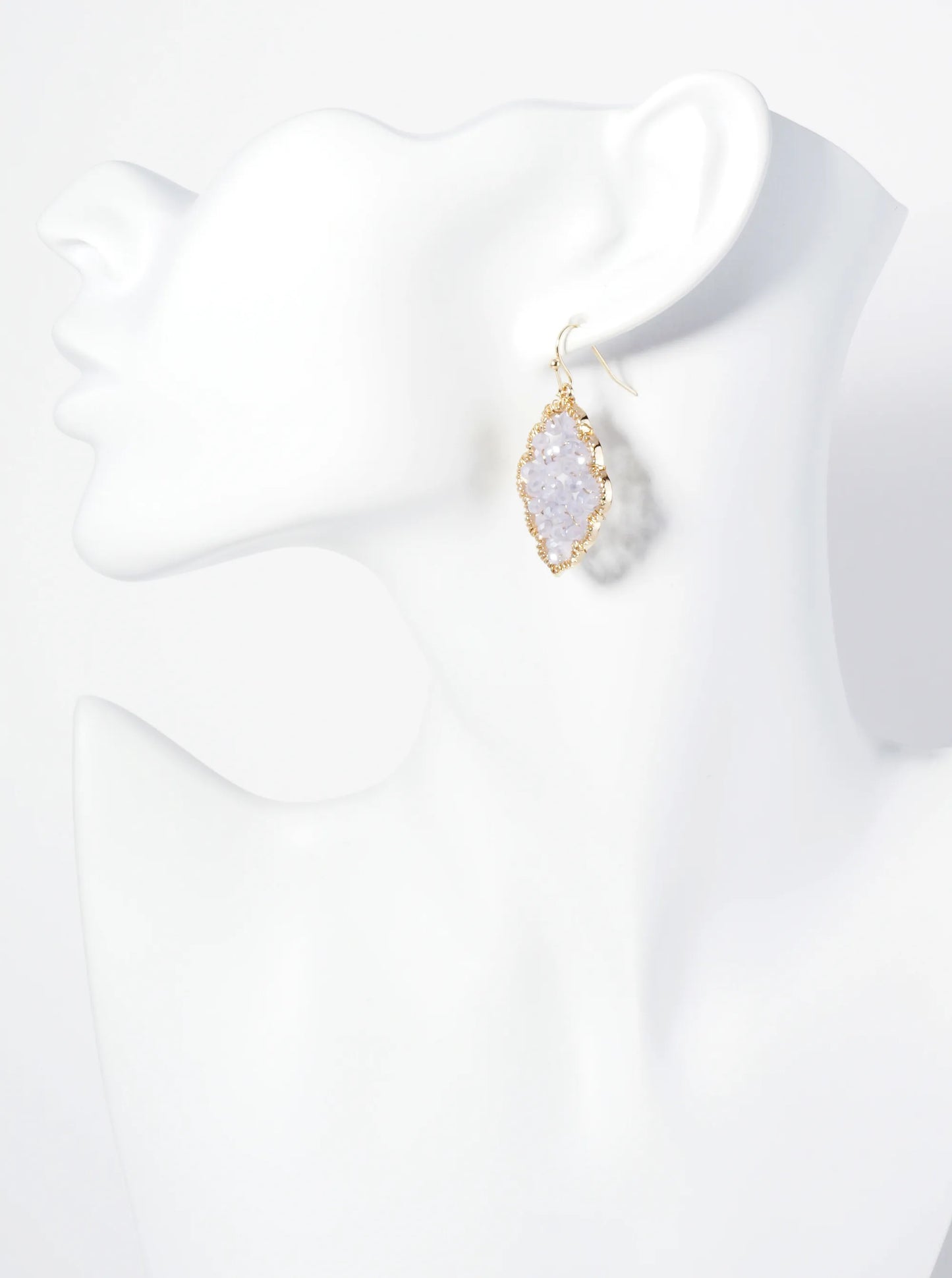 Faceted Glass Beads Wire Wrapped Moroccan Shape Dangle Earrings