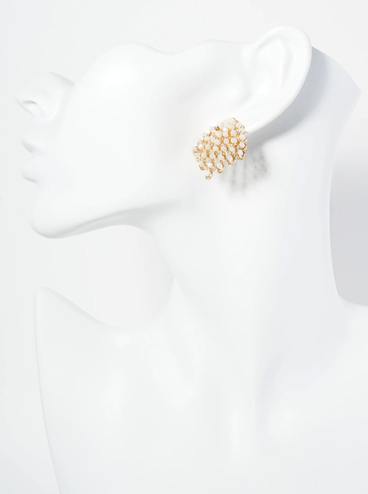 Faceted Glass Beads Wire Wrapped Post Earrings