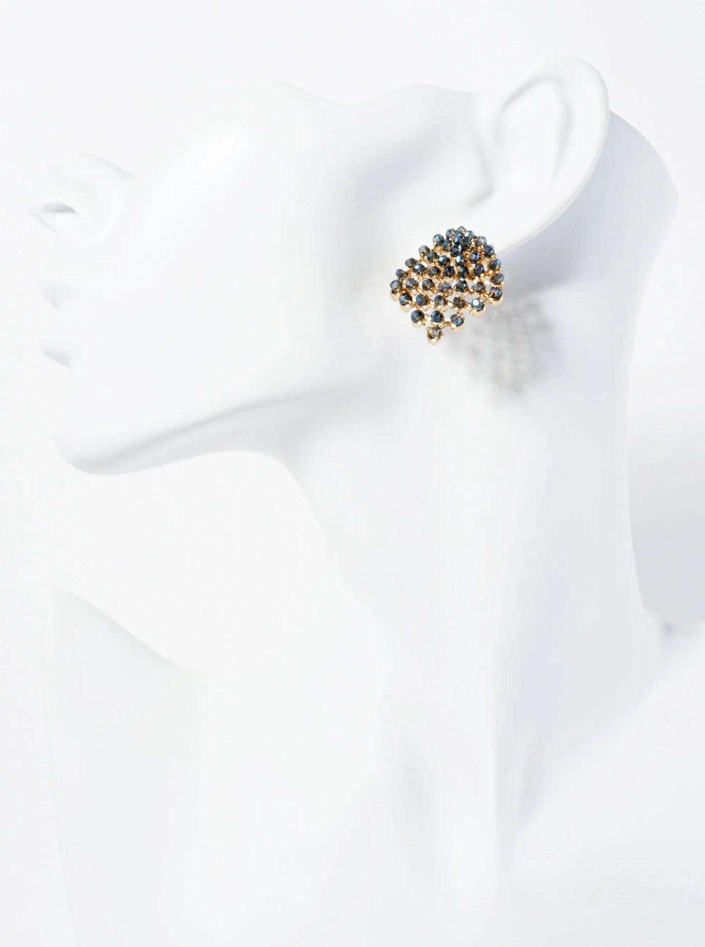 Faceted Glass Beads Wire Wrapped Post Earrings