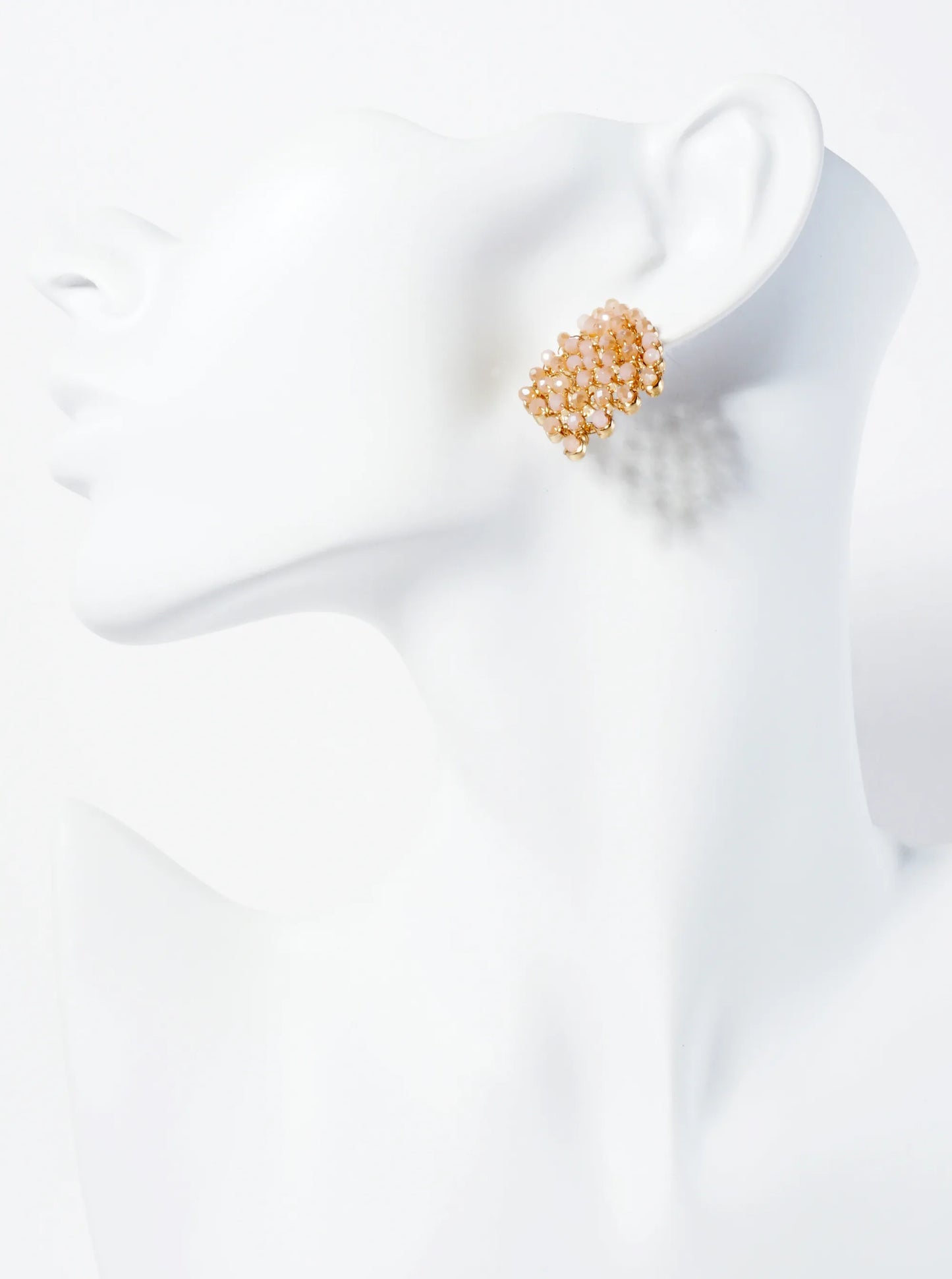 Faceted Glass Beads Wire Wrapped Post Earrings