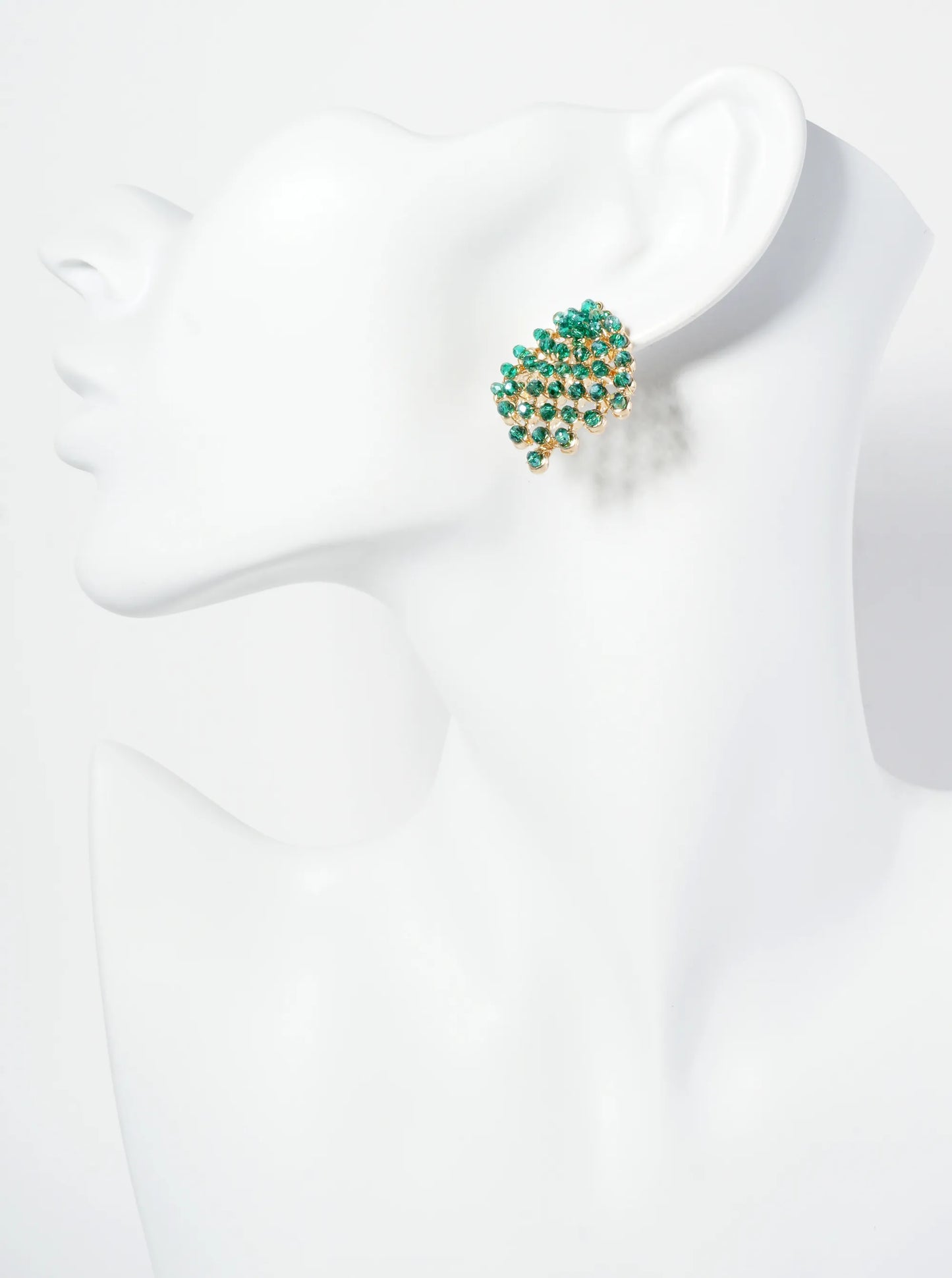 Faceted Glass Beads Wire Wrapped Post Earrings