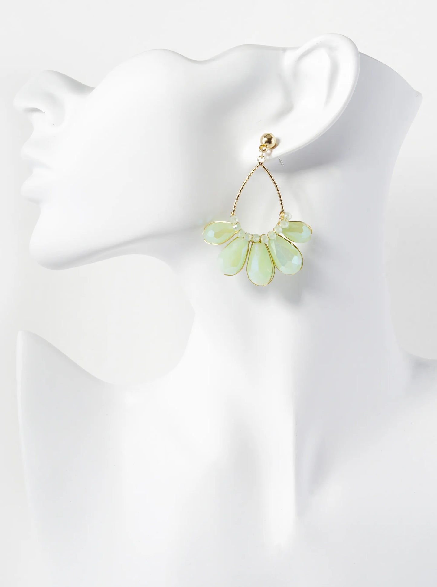 Faceted Glass Beads Wire Wrapped Textured Teardrop Dangle Earrings