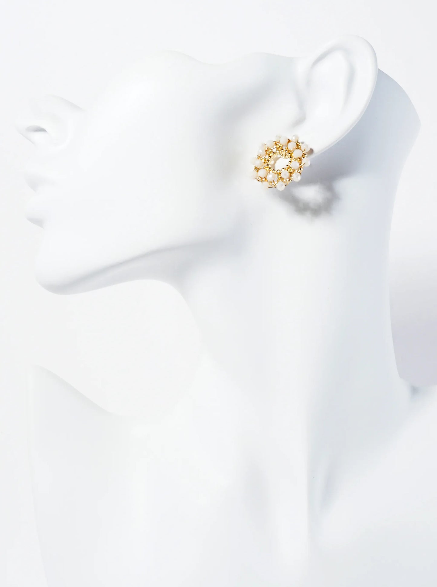 Faceted Glass Beads Wired Button Stud Earrings
