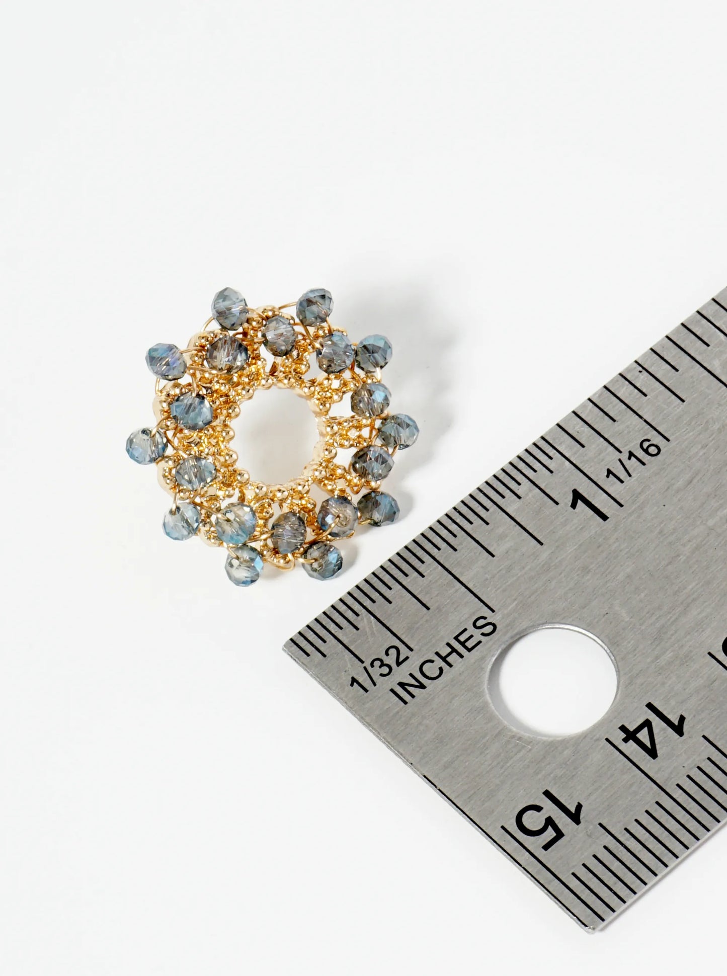 Faceted Glass Beads Wired Button Stud Earrings