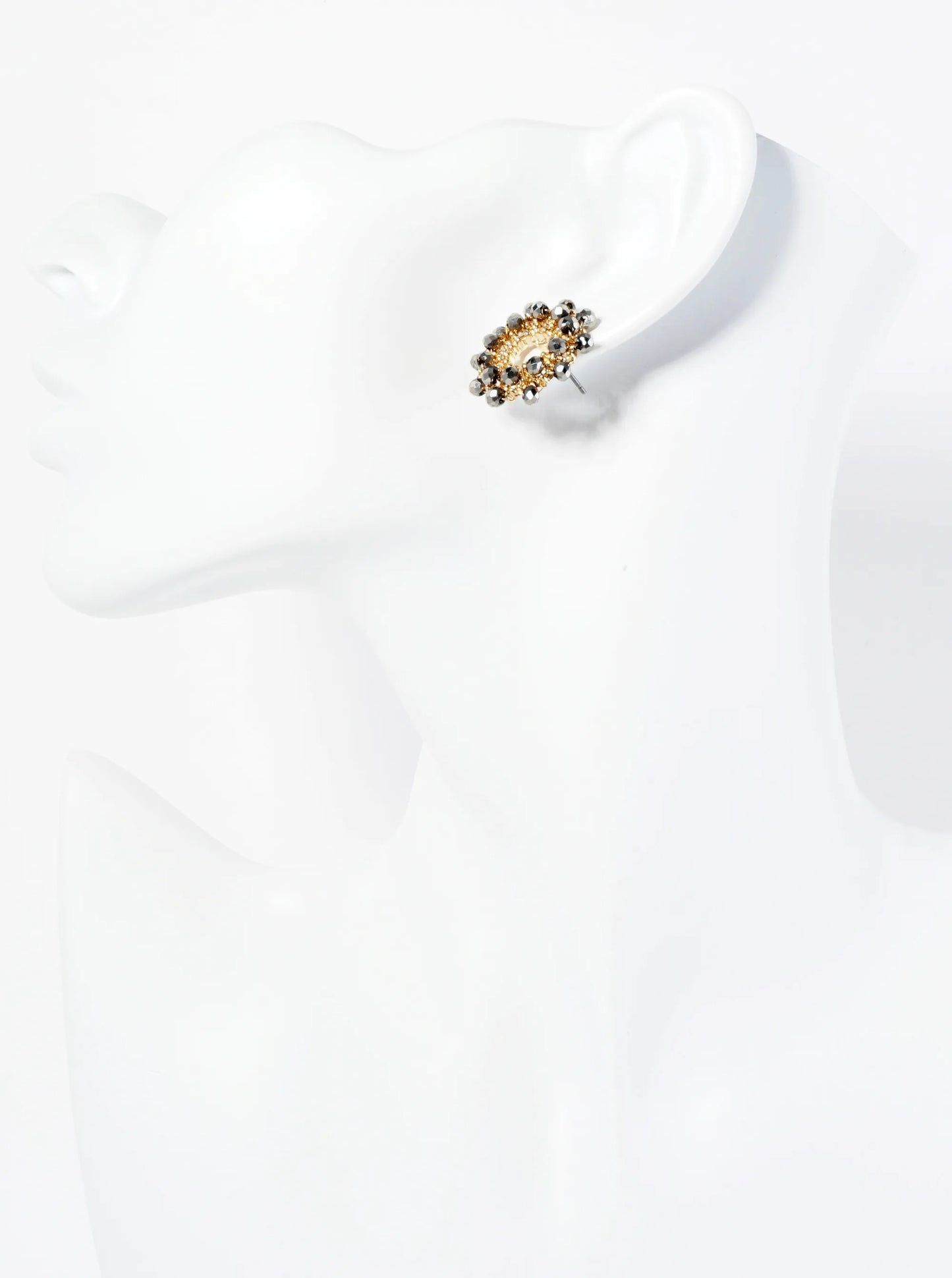 Faceted Glass Beads Wired Button Stud Earrings