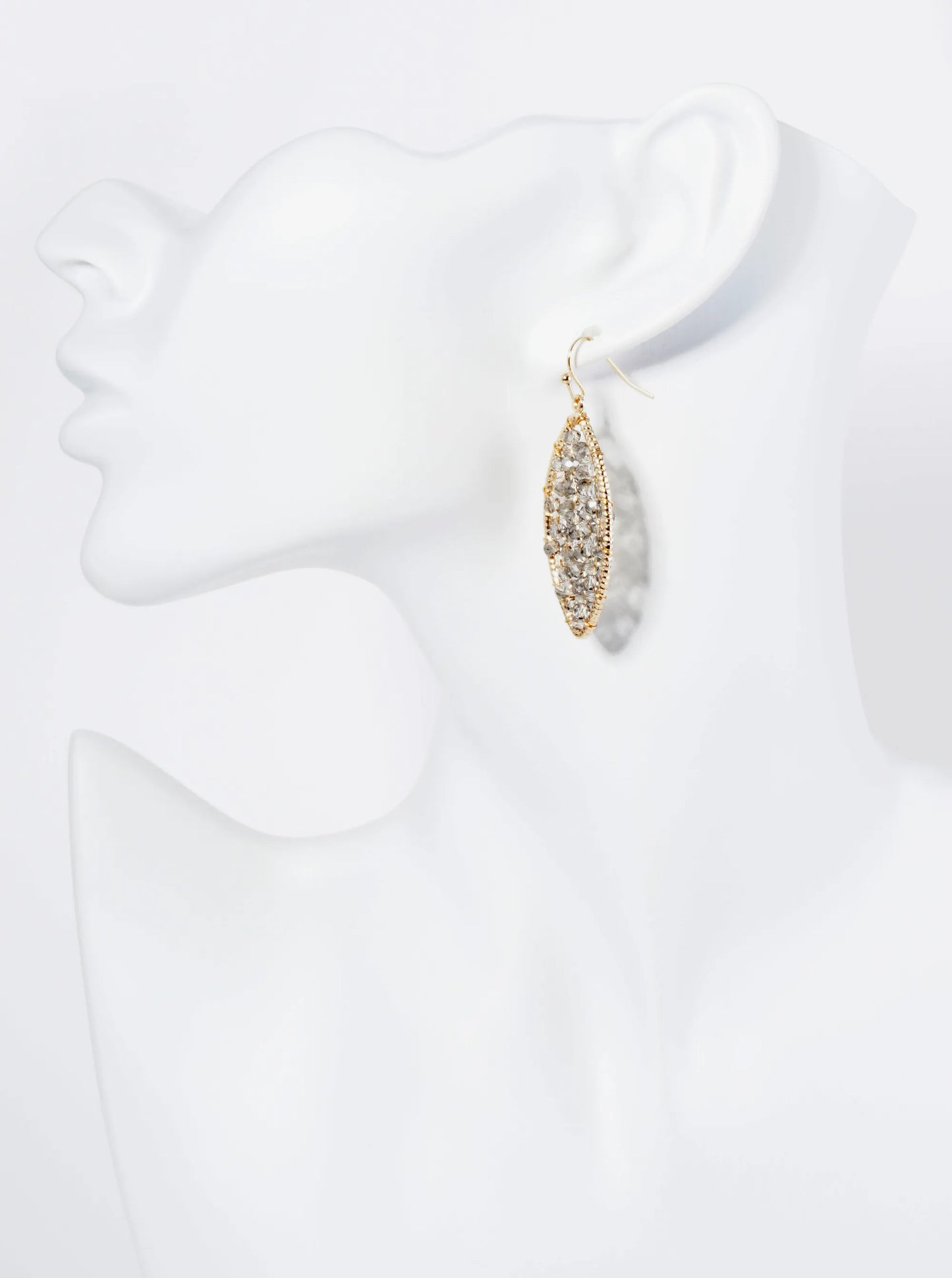 Faceted Glass Beads Wired Marquise Dangle Drop Earrings