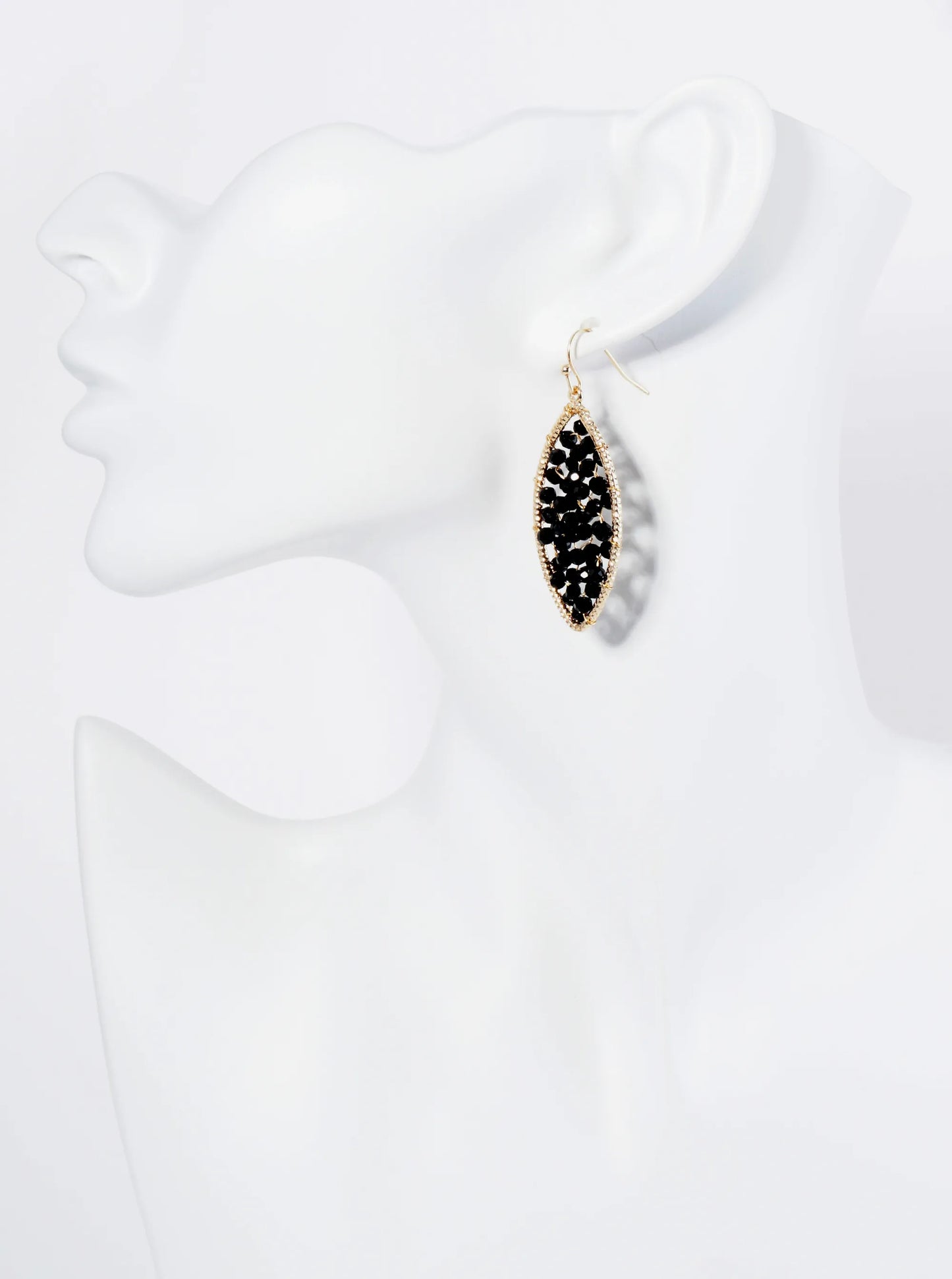 Faceted Glass Beads Wired Marquise Dangle Drop Earrings