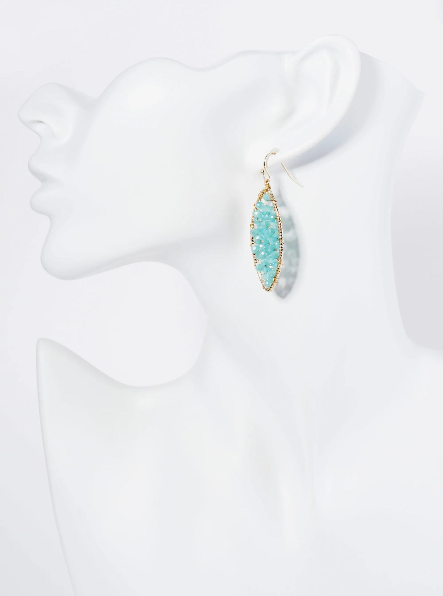 Faceted Glass Beads Wired Marquise Dangle Drop Earrings