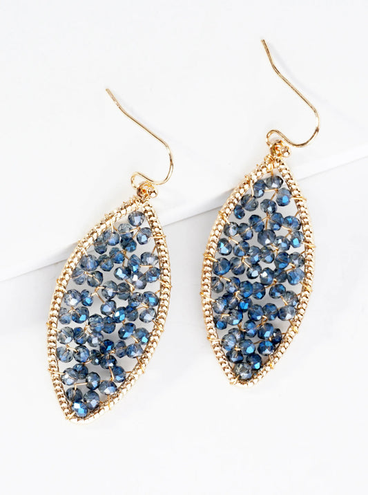 Faceted Glass Beads Wired Marquise Dangle Drop Earrings