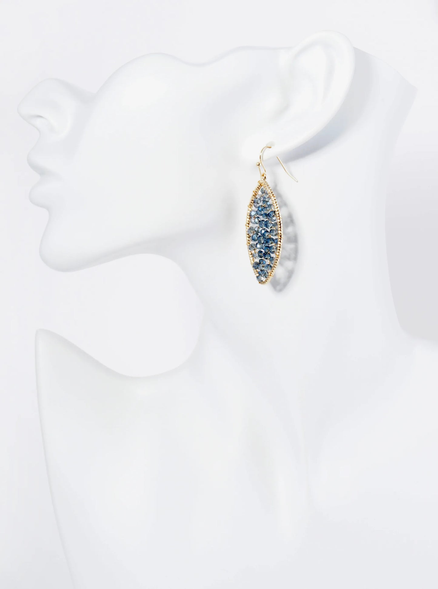 Faceted Glass Beads Wired Marquise Dangle Drop Earrings