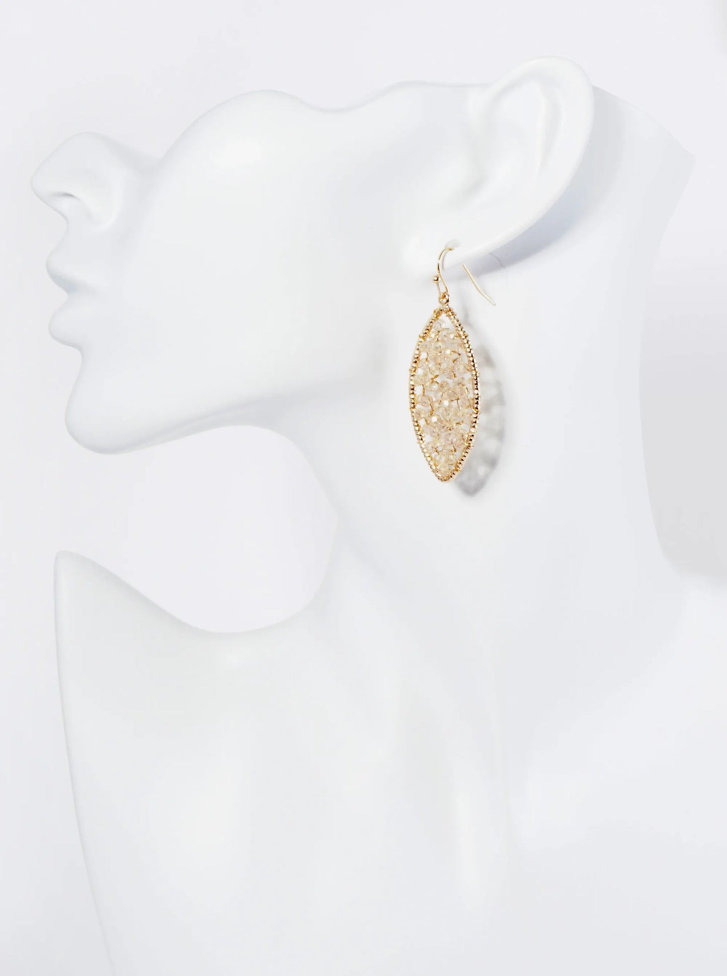 Faceted Glass Beads Wired Marquise Dangle Drop Earrings