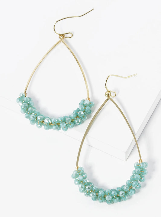 Faceted Glass Beads Wired Teardrop Dangle Earrings