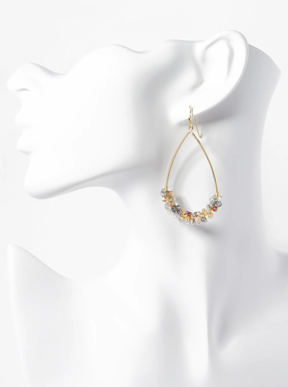 Faceted Glass Beads Wired Teardrop Dangle Earrings