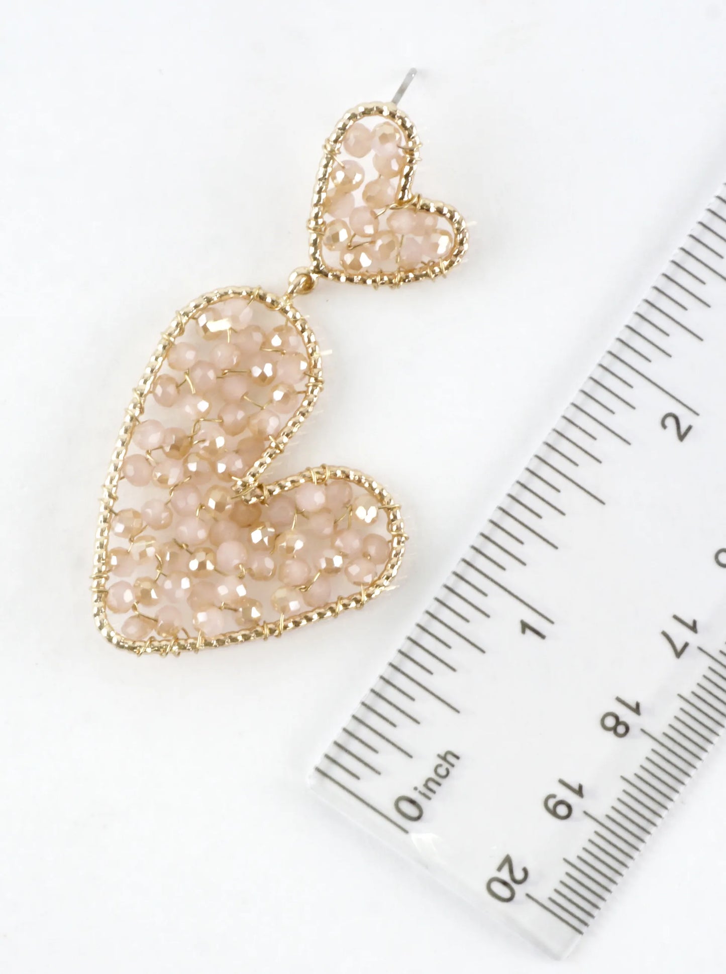 Faceted Glass Wired Hearts Dangle Earrings