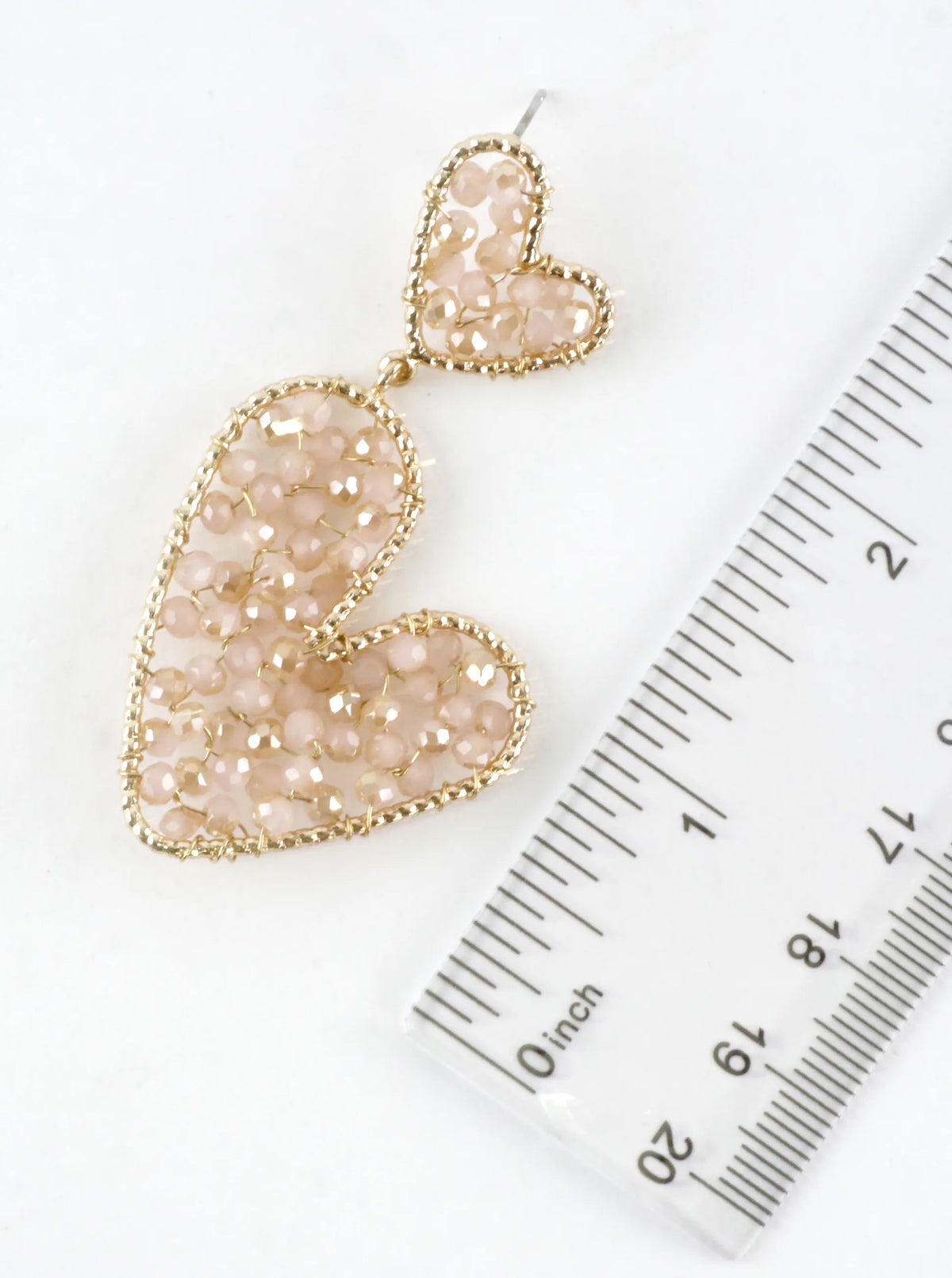 Faceted Glass Wired Hearts Dangle Earrings