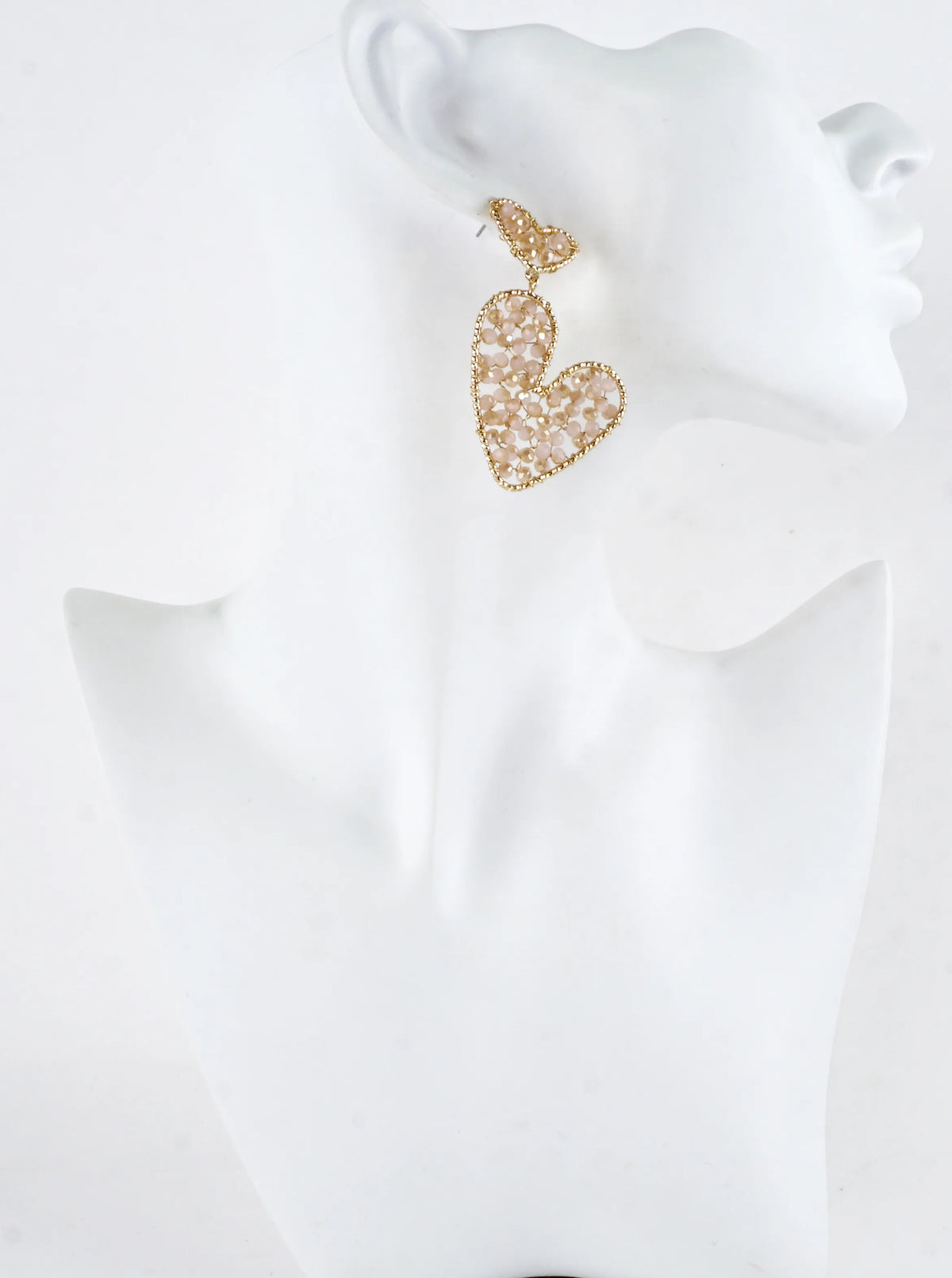 Faceted Glass Wired Hearts Dangle Earrings