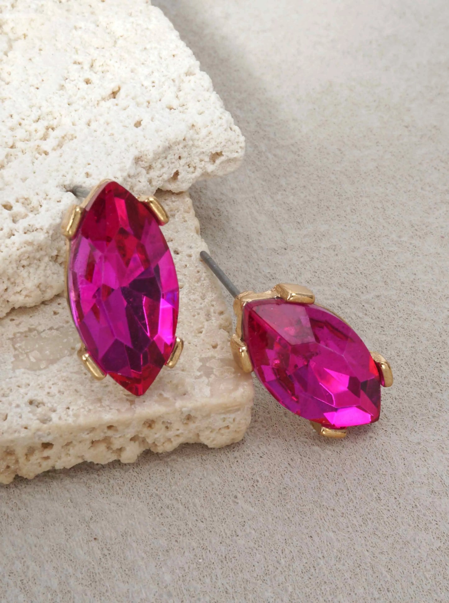 Faceted Marquise Glass Stud Earrings
