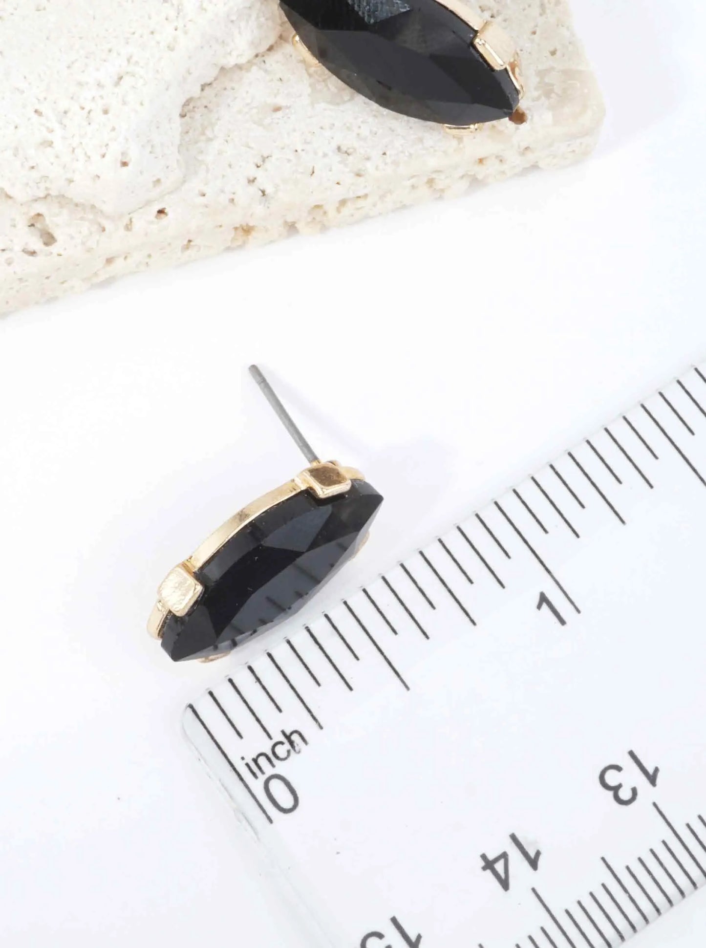Faceted Marquise Glass Stud Earrings