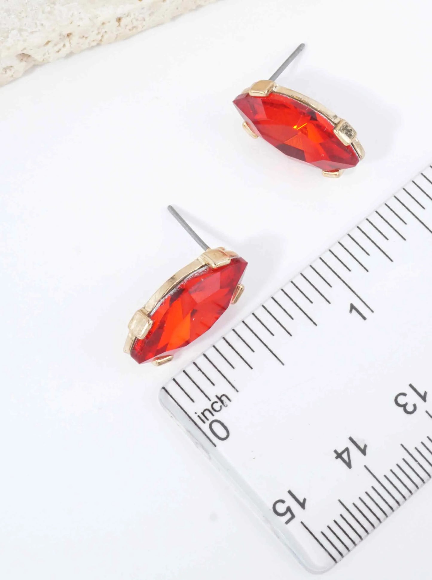 Faceted Marquise Glass Stud Earrings
