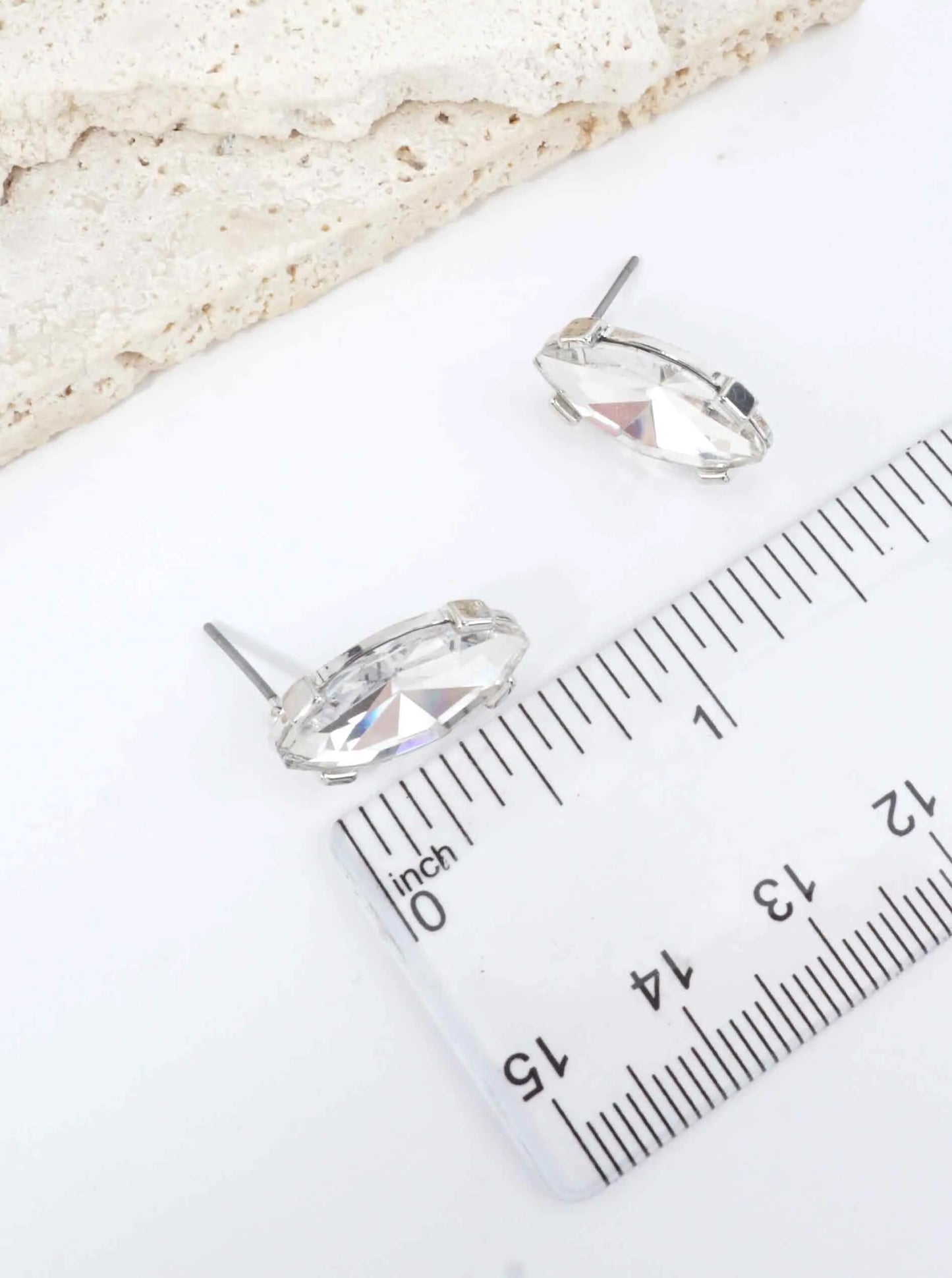 Faceted Marquise Glass Stud Earrings