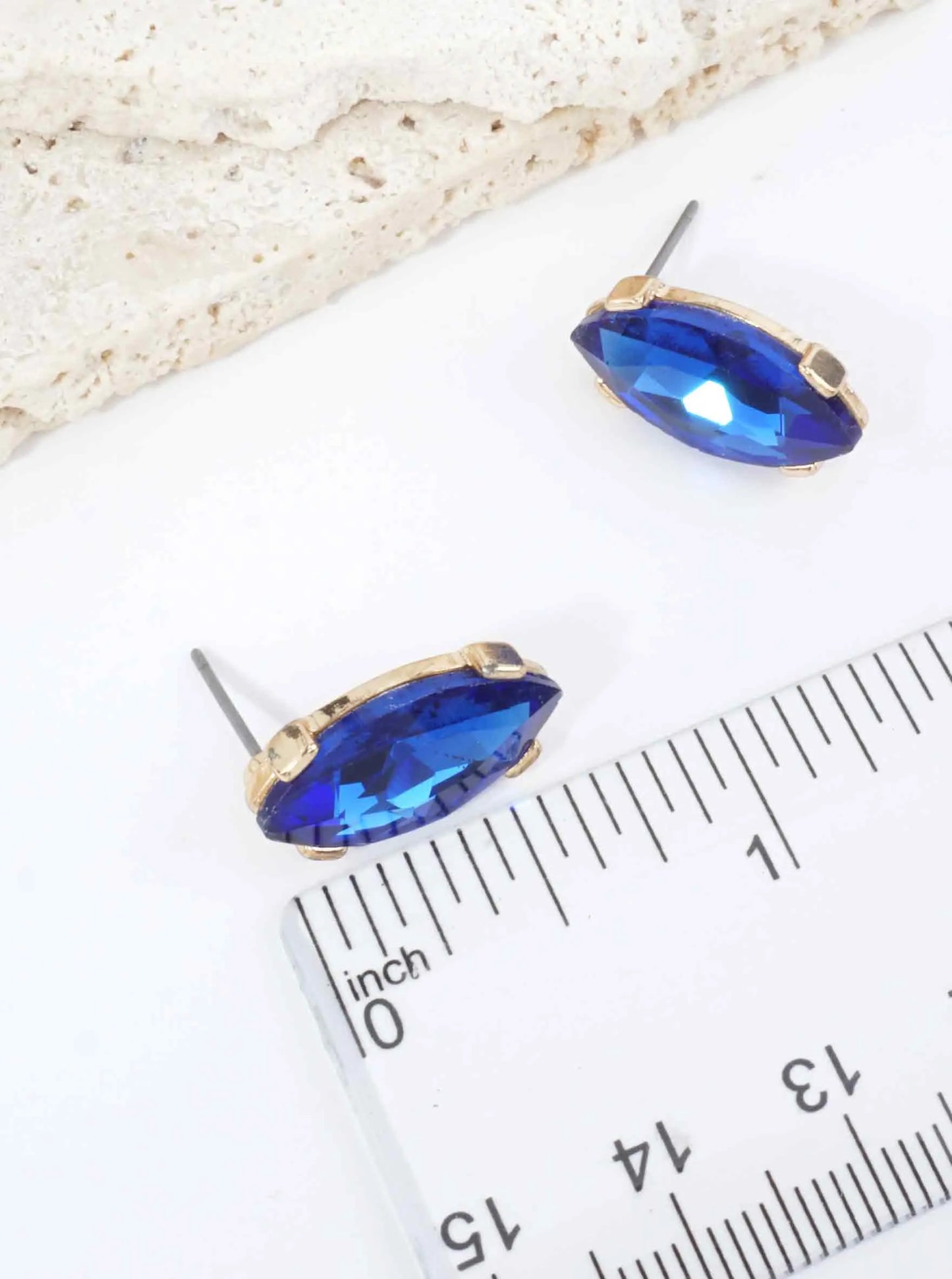 Faceted Marquise Glass Stud Earrings