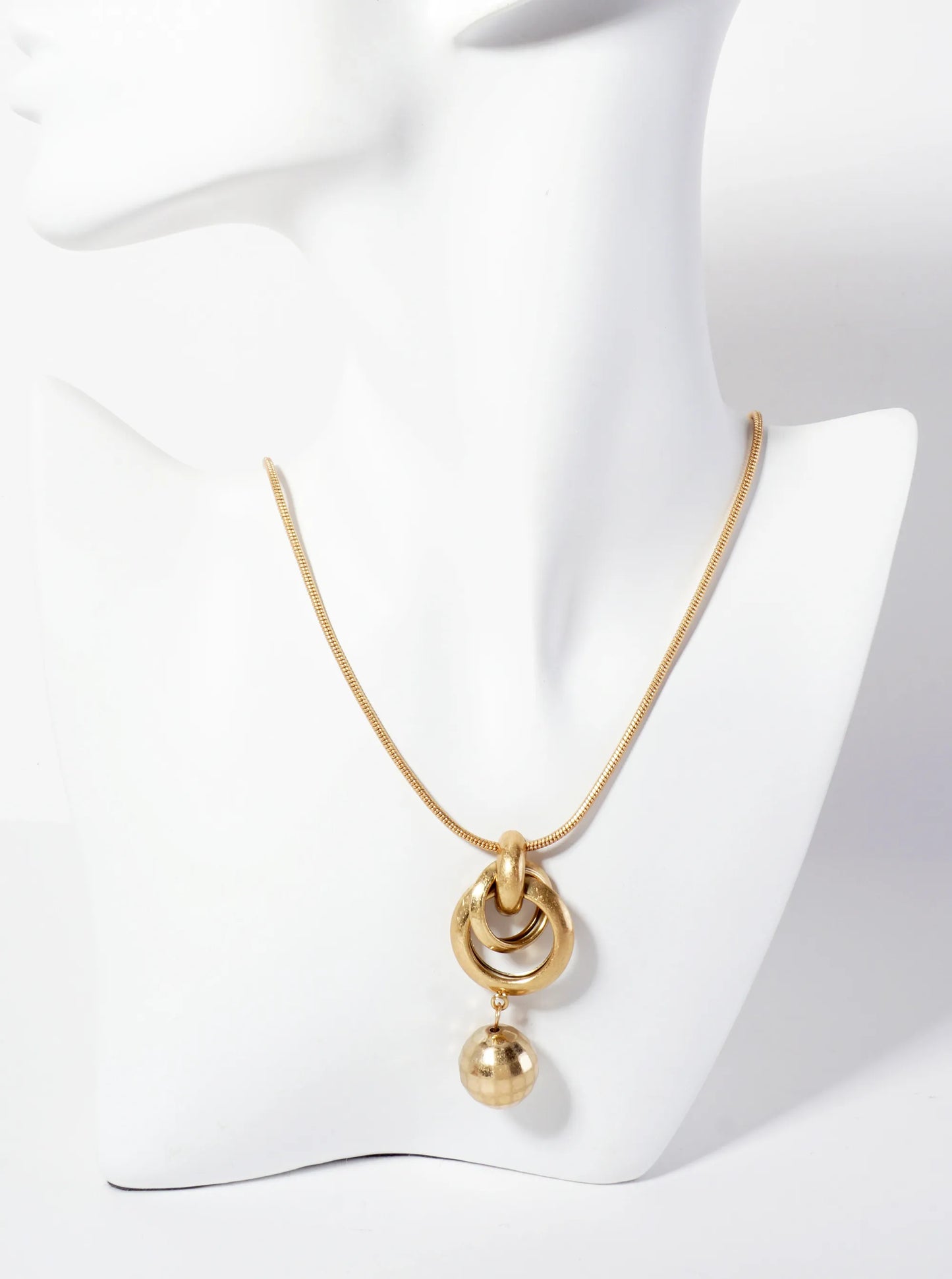 Faceted Metallic Ball Drop Pendant 18-inch Snake-Chain Necklace