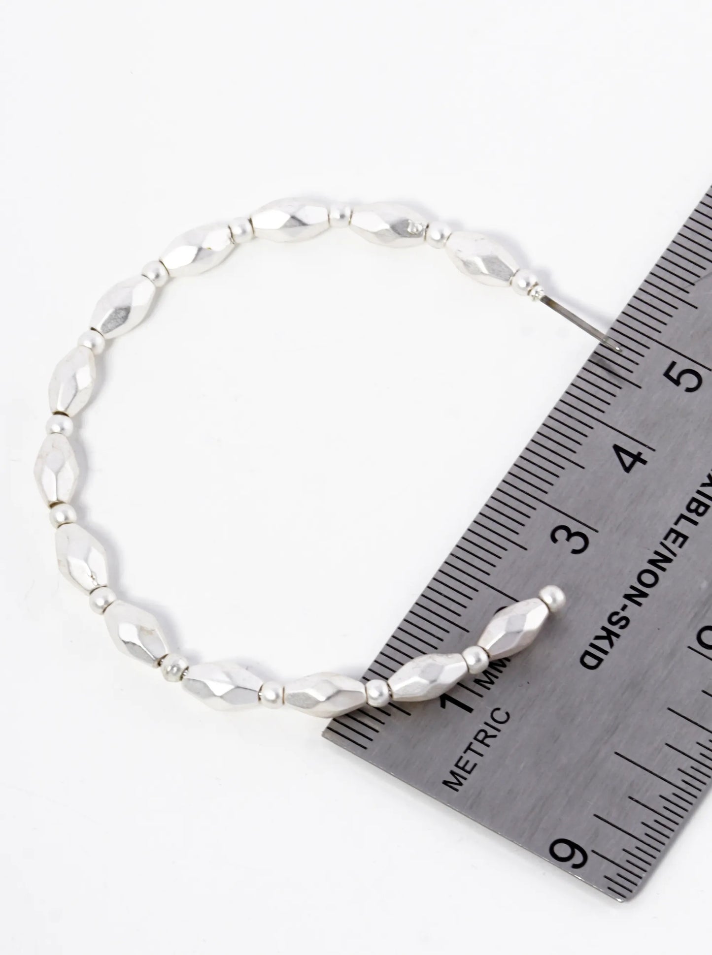 Faceted Metallic Beaded 50mm Lightweight Open Hoop Earrings