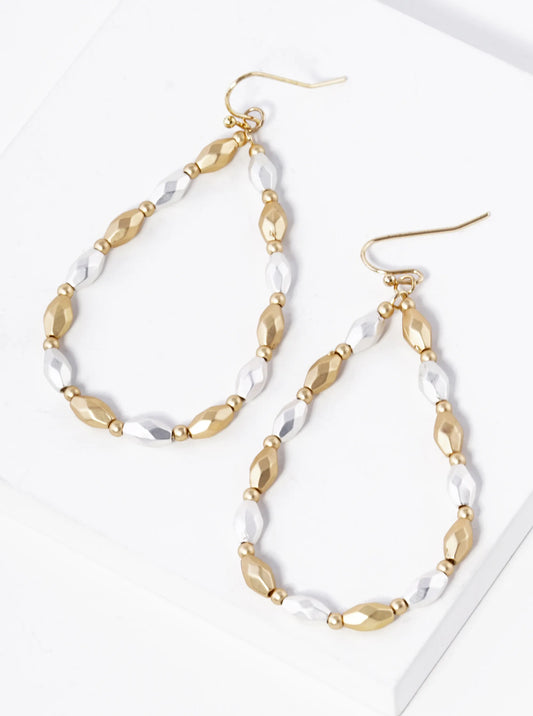 Faceted Metallic Beaded Lightweight Teardrop Dangle Earrings