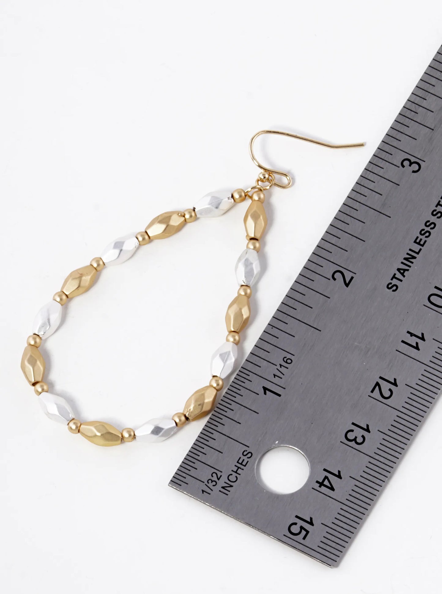 Faceted Metallic Beaded Lightweight Teardrop Dangle Earrings