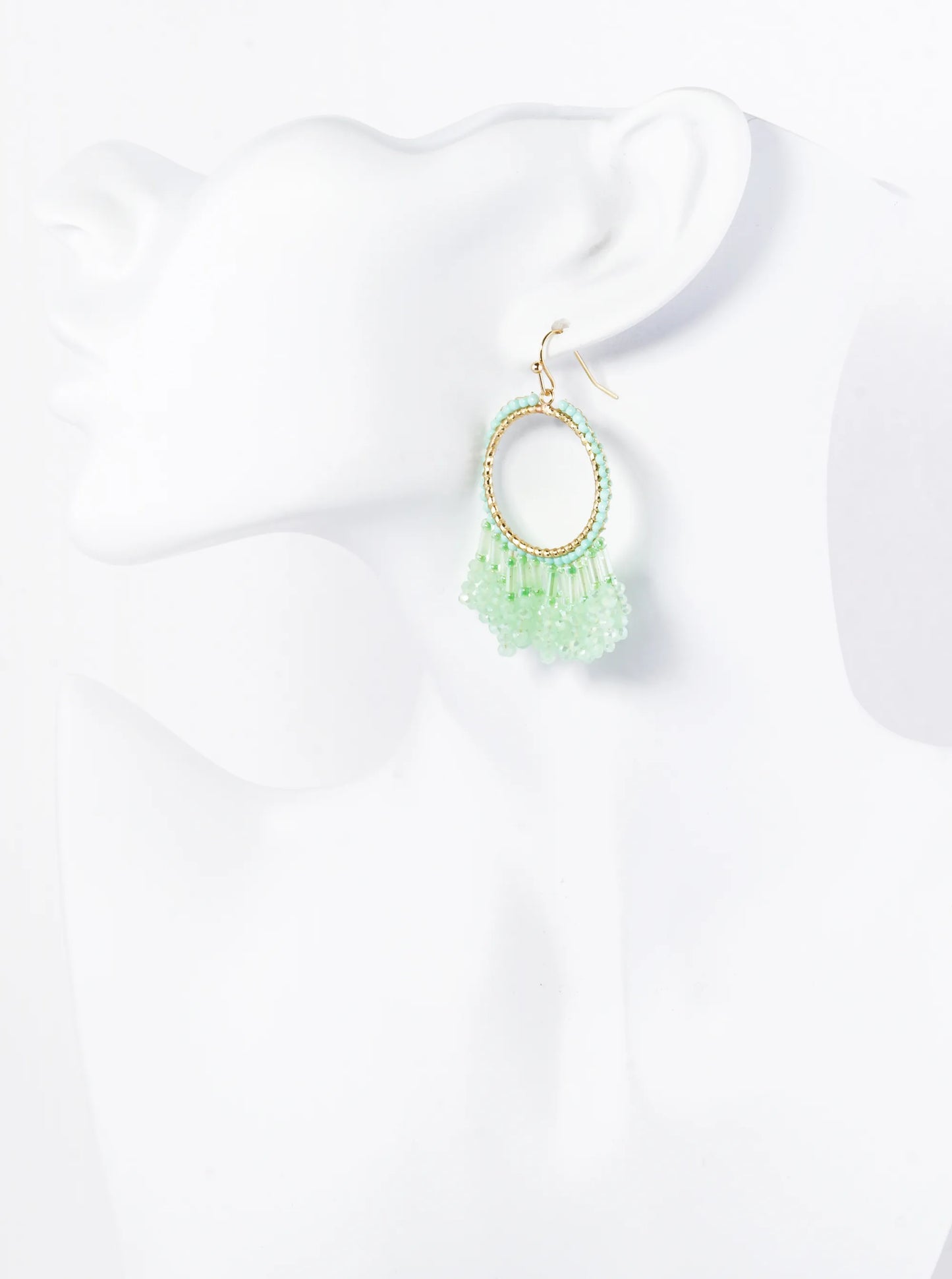 Faceted Multi Shape Glass Beaded Drop Fringe Dangle Earrings