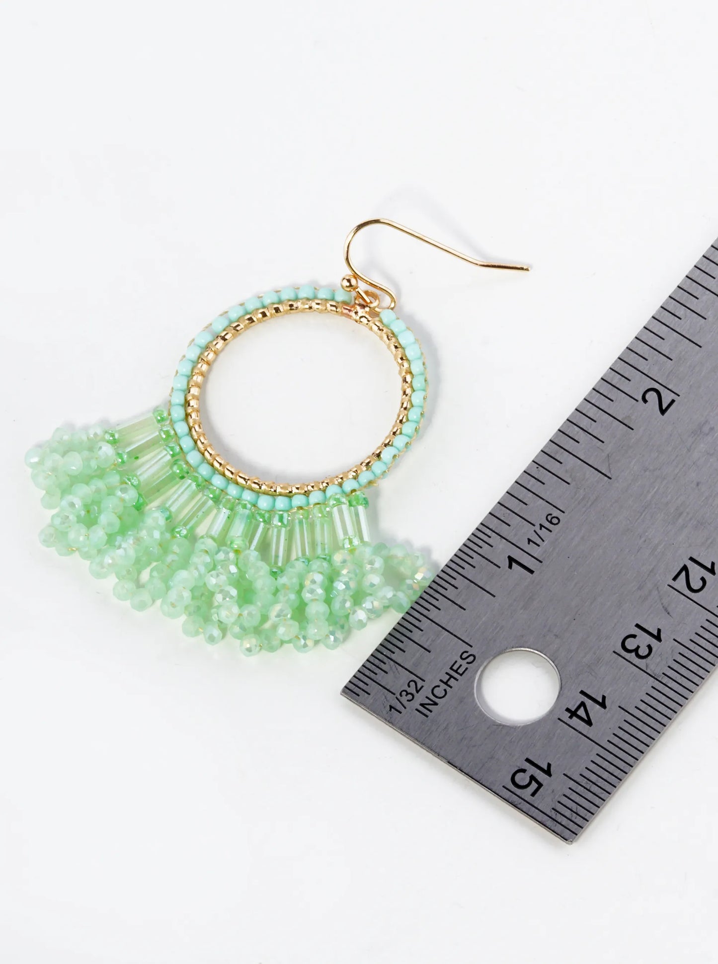 Faceted Multi Shape Glass Beaded Drop Fringe Dangle Earrings
