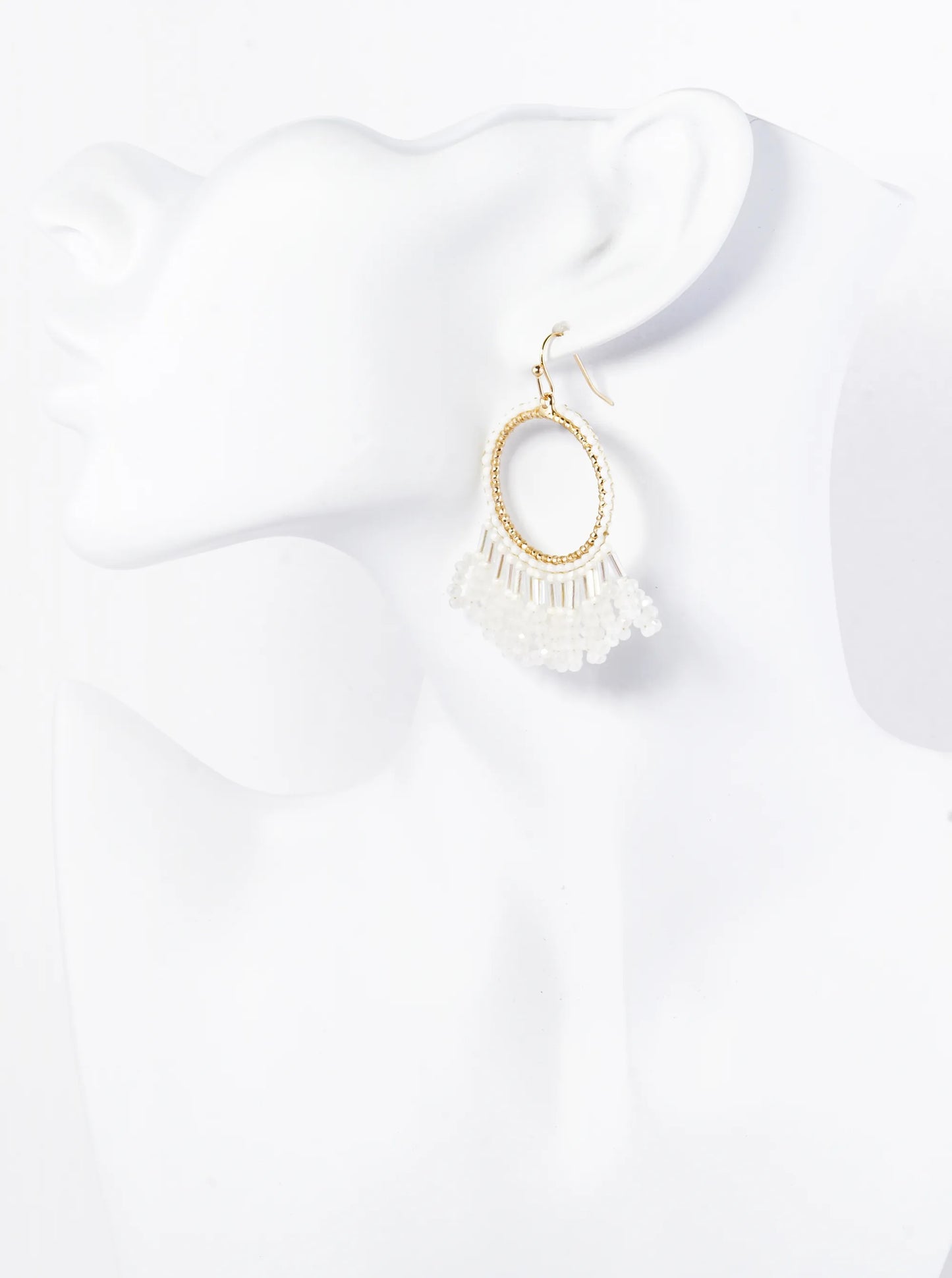 Faceted Multi Shape Glass Beaded Drop Fringe Dangle Earrings