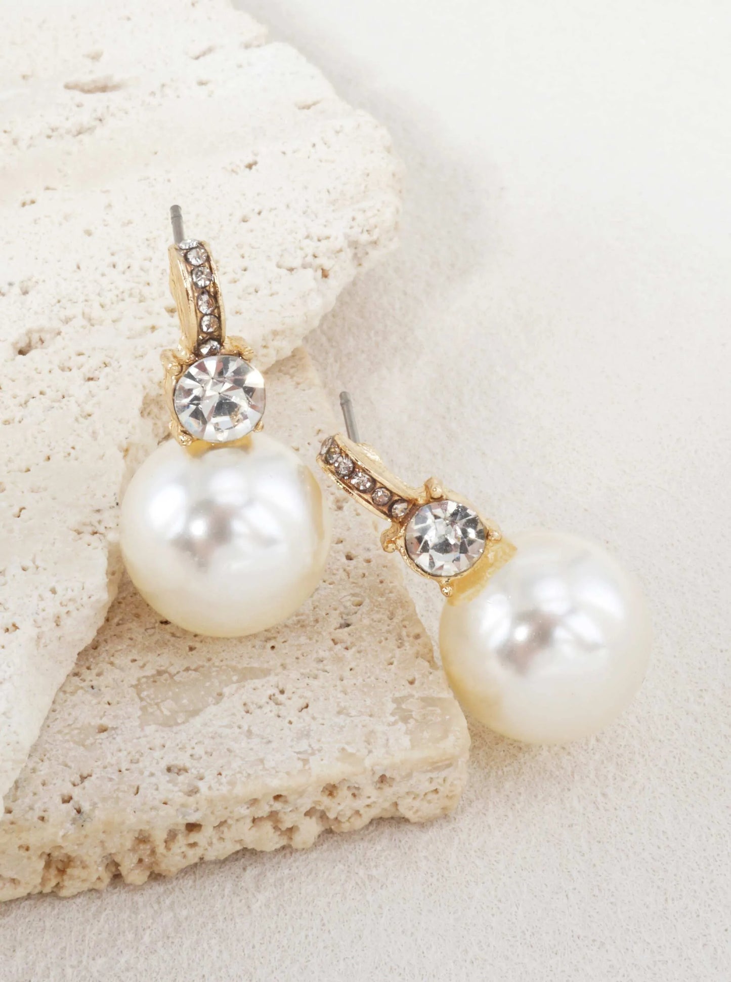 Faceted Rhinestone Resin Pearl Drop Earrings