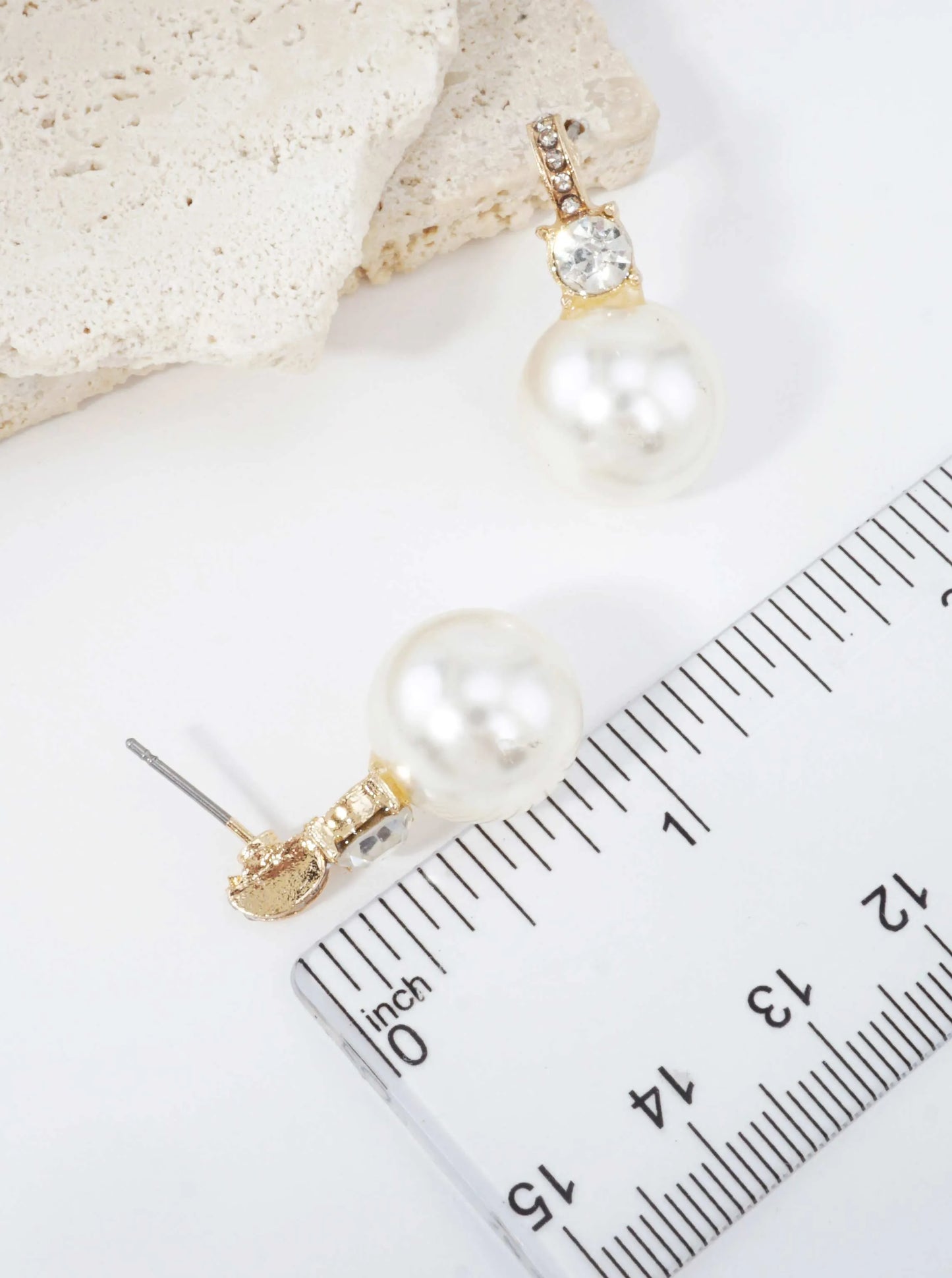 Faceted Rhinestone Resin Pearl Drop Earrings
