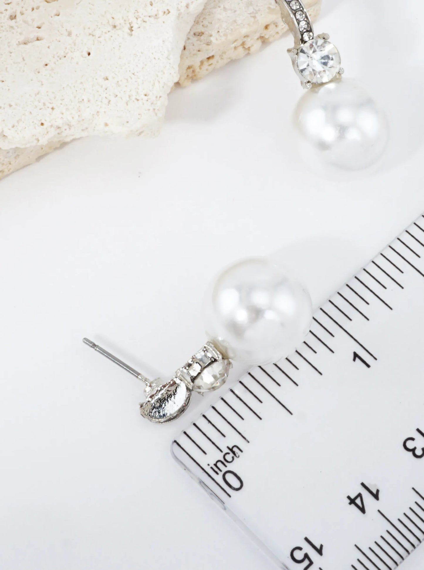 Faceted Rhinestone Resin Pearl Drop Earrings