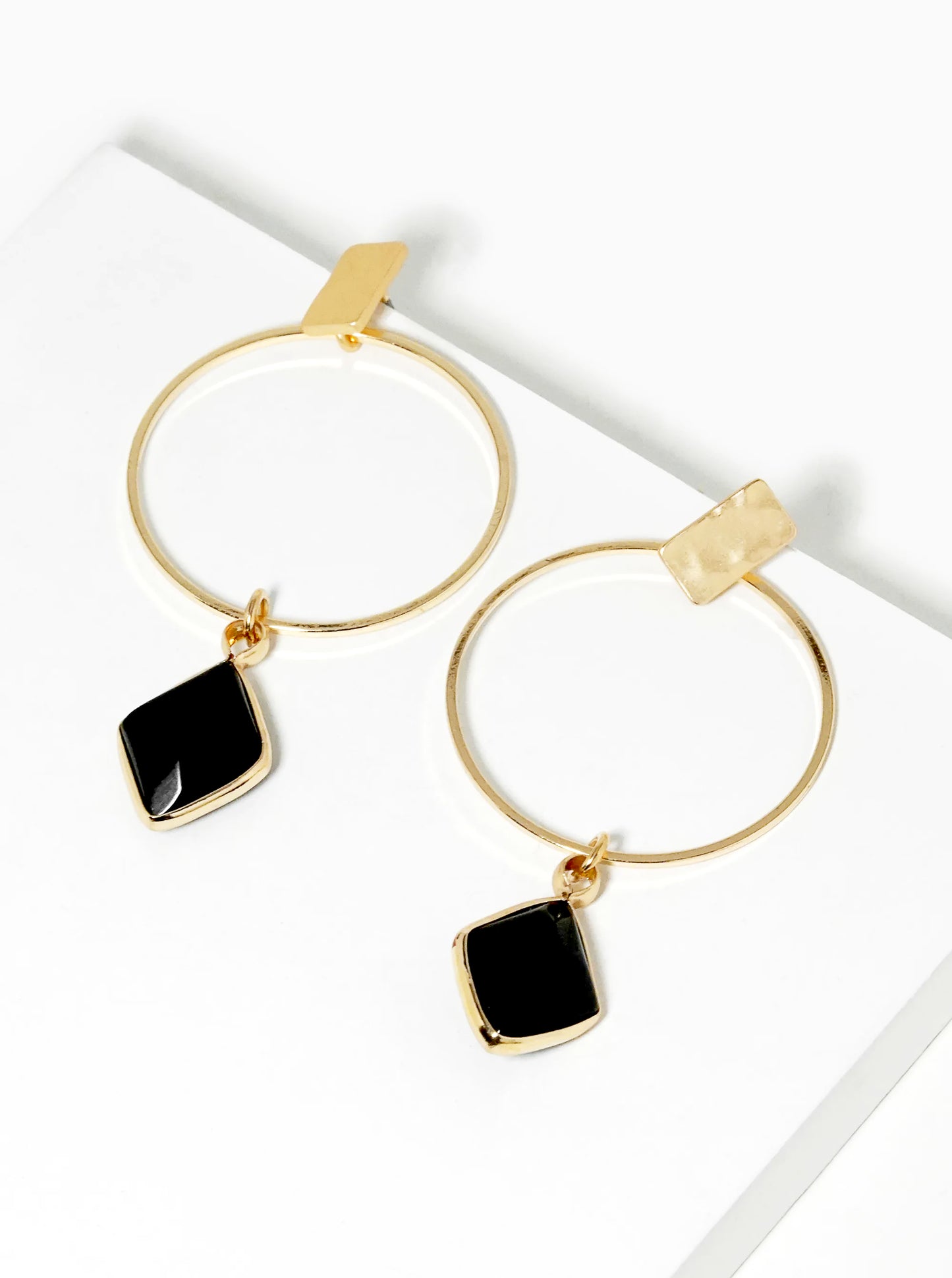 Faceted Semi-Precious Natural Stone Drop Delicate Circle Earrings