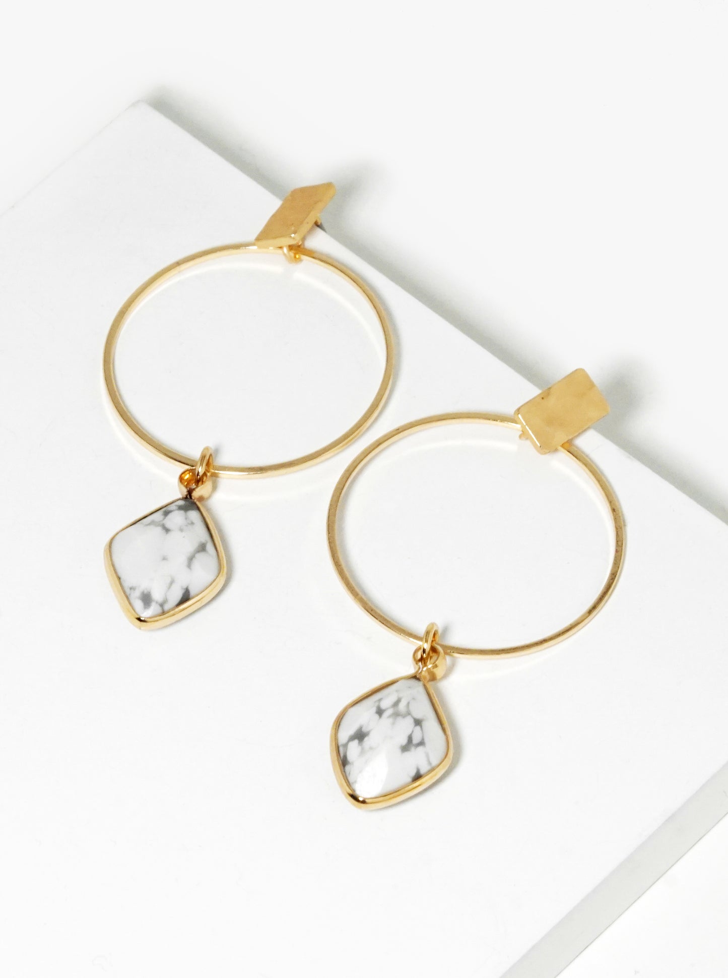 Faceted Semi-Precious Natural Stone Drop Delicate Circle Earrings