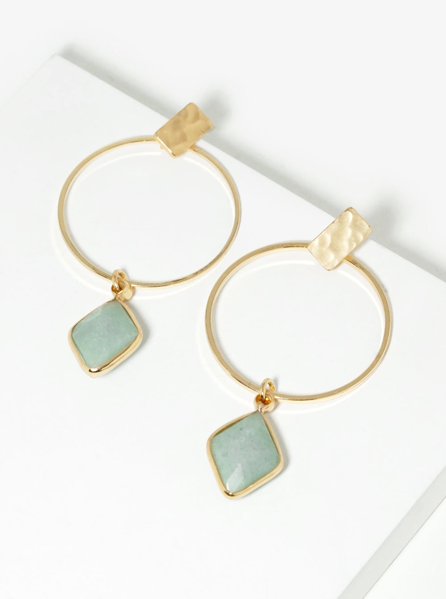 Faceted Semi-Precious Natural Stone Drop Delicate Circle Earrings